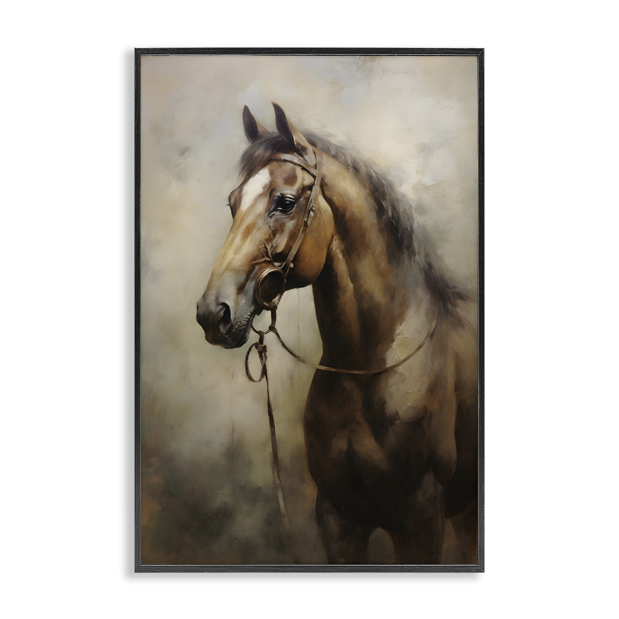 Stupell Industries Brown Horse Portrait Animals & Insects Painting Black Framed Art Print Wall Art, 20 x 30