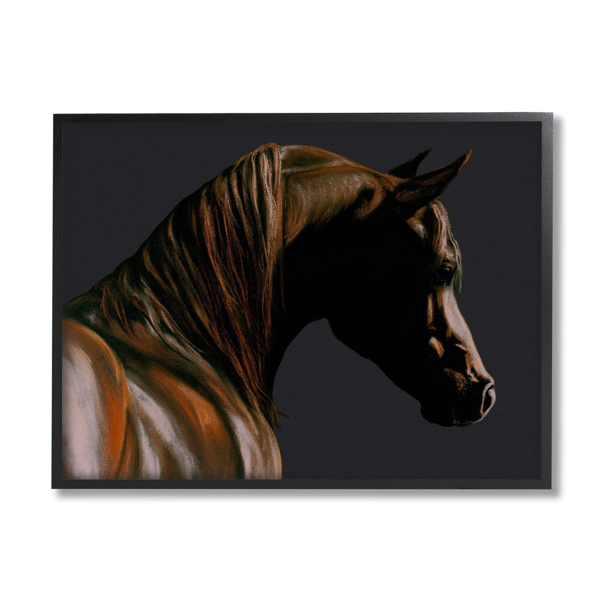 Stupell Industries Brown Horse Portrait Animals & Insects Painting Black Framed Art Print Wall Art, 30 x 24