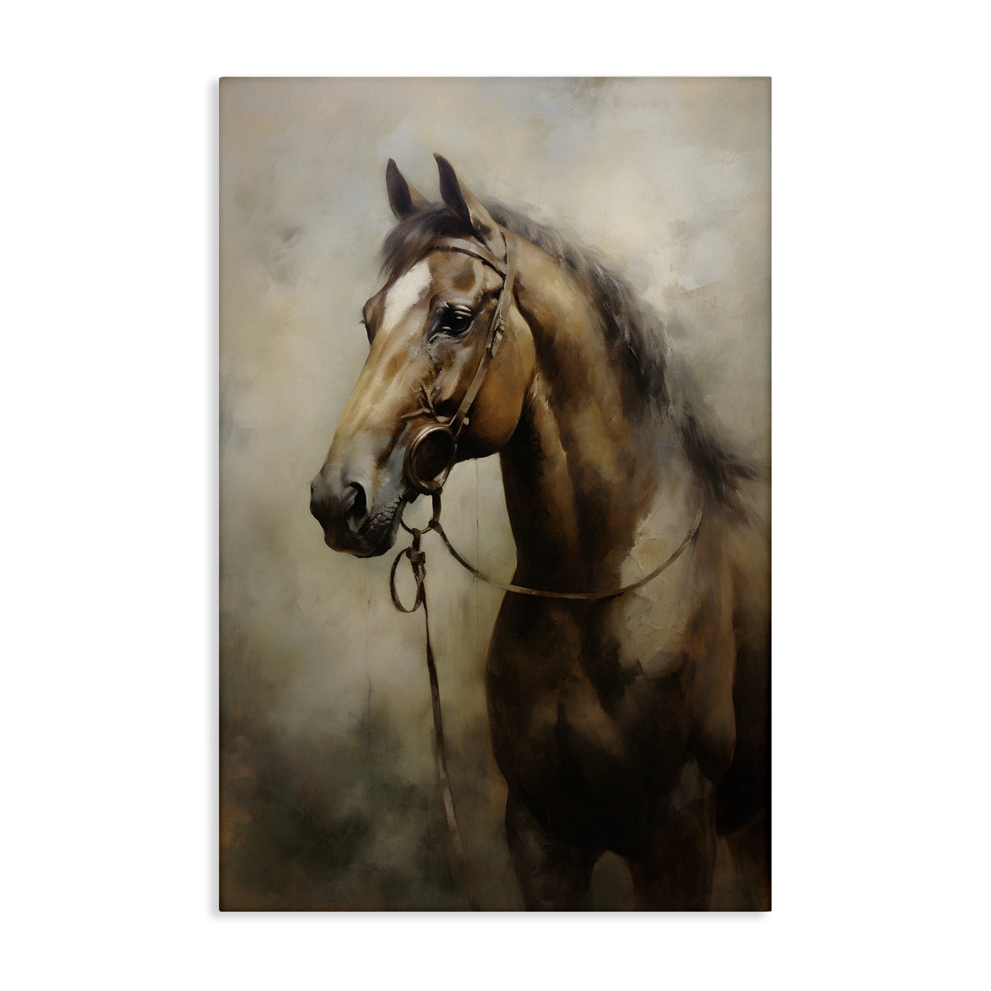 Stupell Industries Brown Horse Portrait Animals & Insects Painting Gallery Wrapped Canvas Art Print Wall Art, 24 x 36