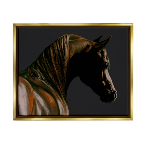Stupell Industries Brown Horse Portrait Animals & Insects Painting Gold Floater Framed Art Print Wall Art, 21 x 17