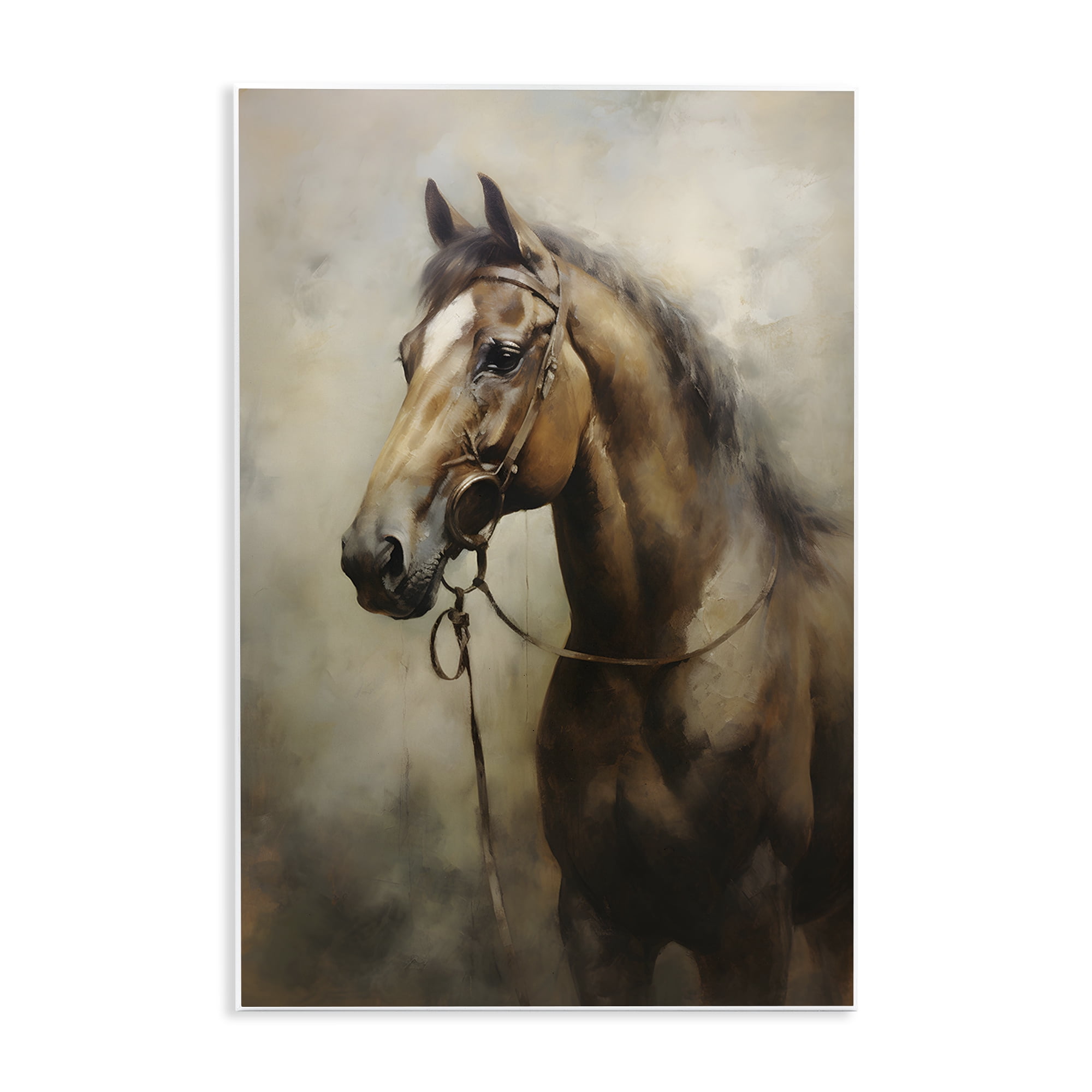 Stupell Industries Brown Horse Portrait Animals & Insects Painting Unframed Art Print Wall Art, 13 x 19