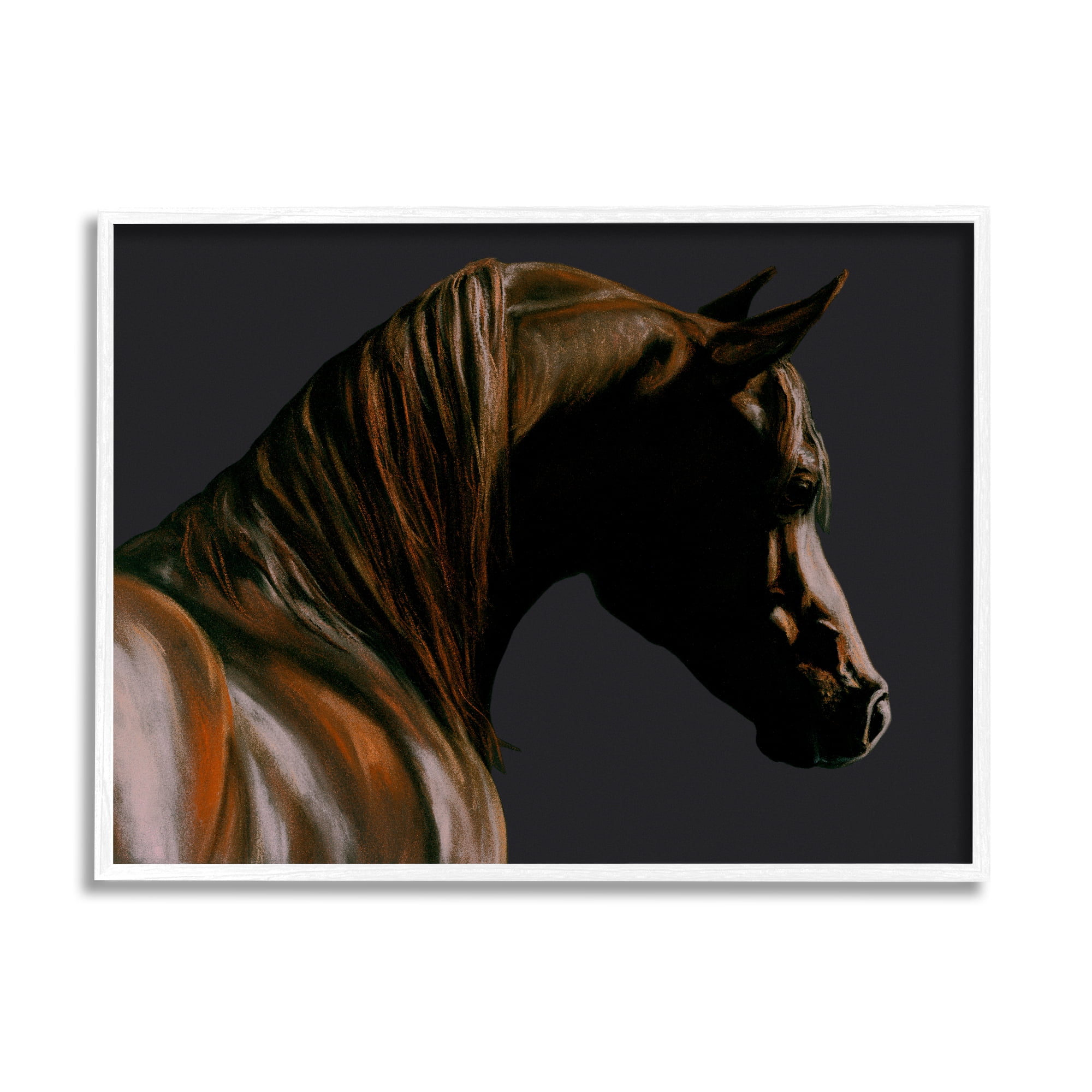 Stupell Industries Brown Horse Portrait Animals & Insects Painting White Framed Art Print Wall Art, 14 x 11