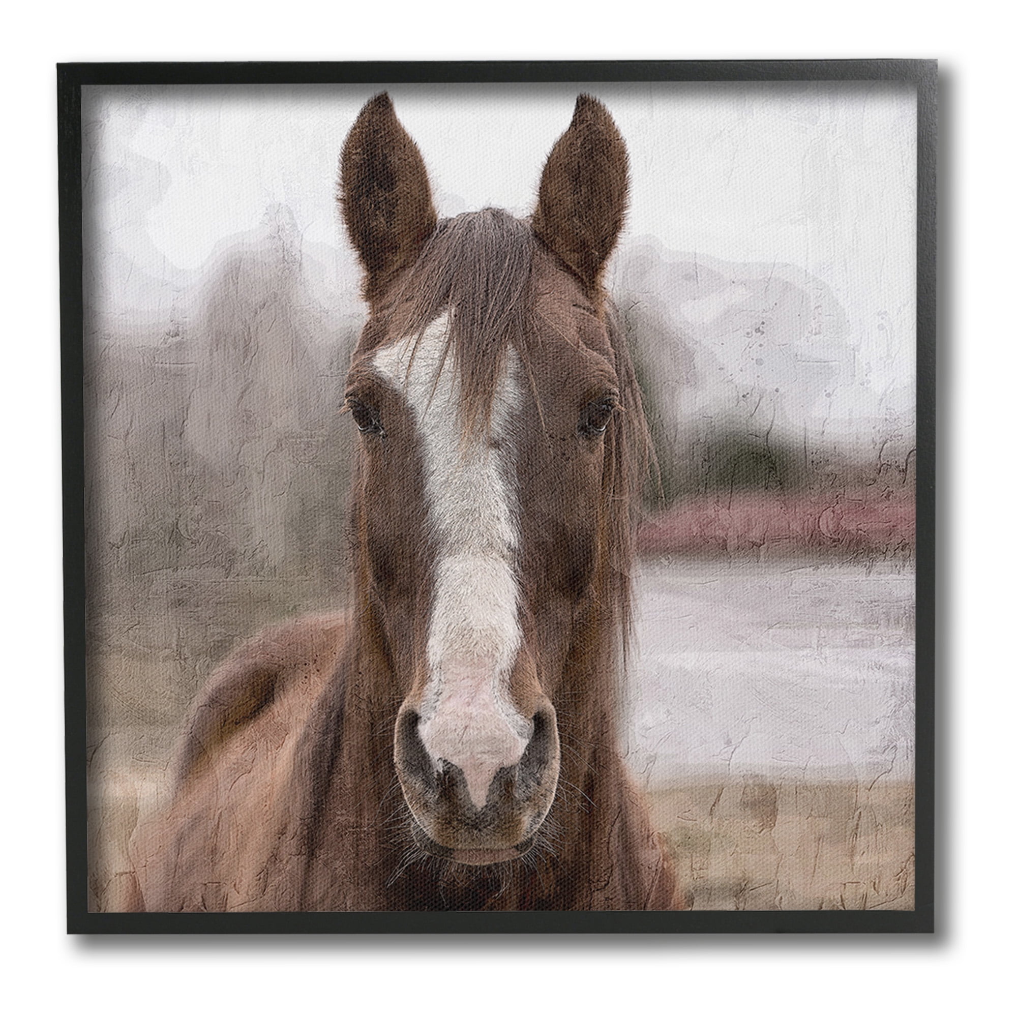 Stupell Industries Brown Horse Portrait Animals & Insects Photography Black Framed Art Print Wall Art, 17 x 17