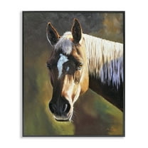 Stupell Industries Brown Horse Portrait Animals Painting Black Framed Art Print Wall Art, 11 x 14