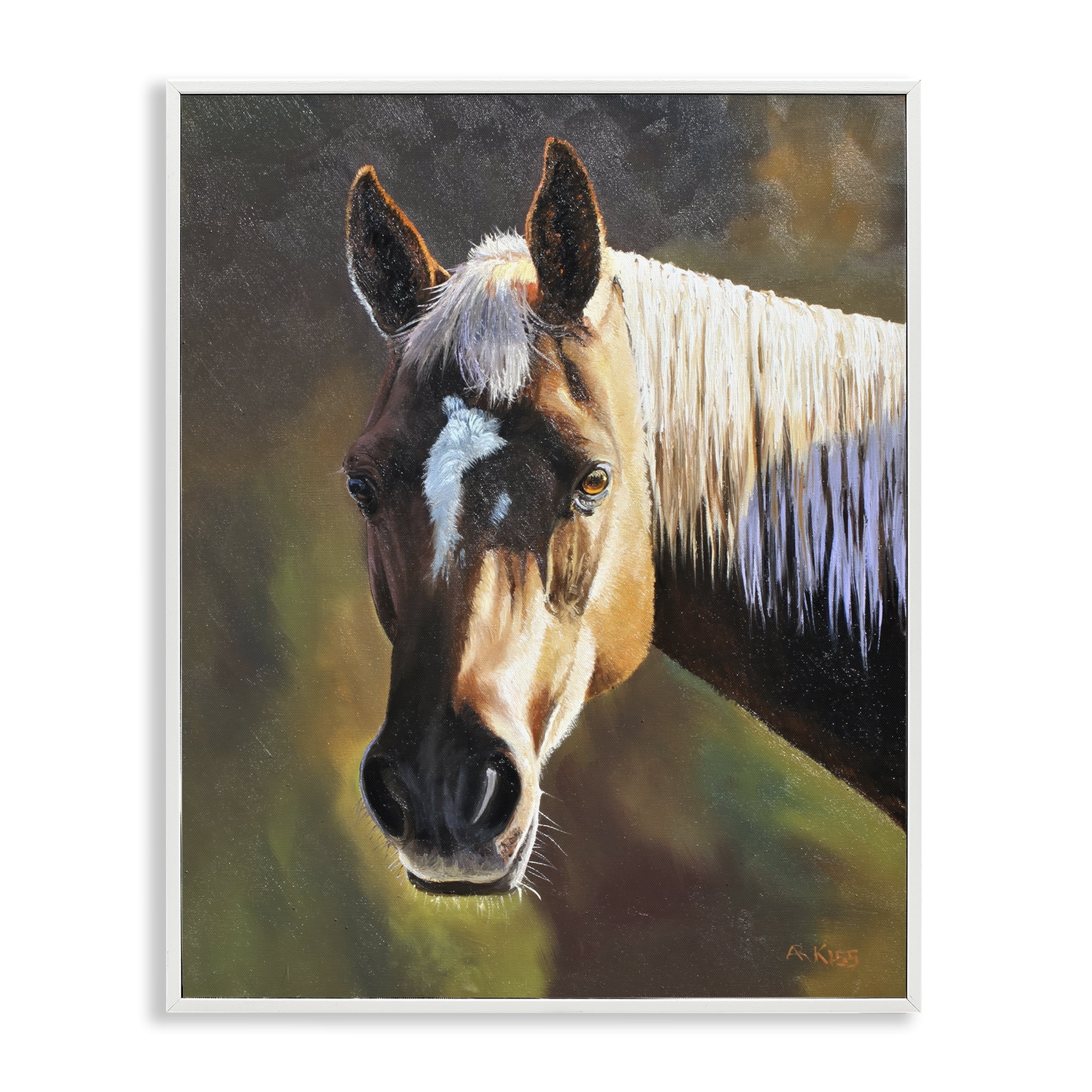 Stupell Industries Brown Horse Portrait Animals Painting White Framed Art Print Wall Art, 24 x 30