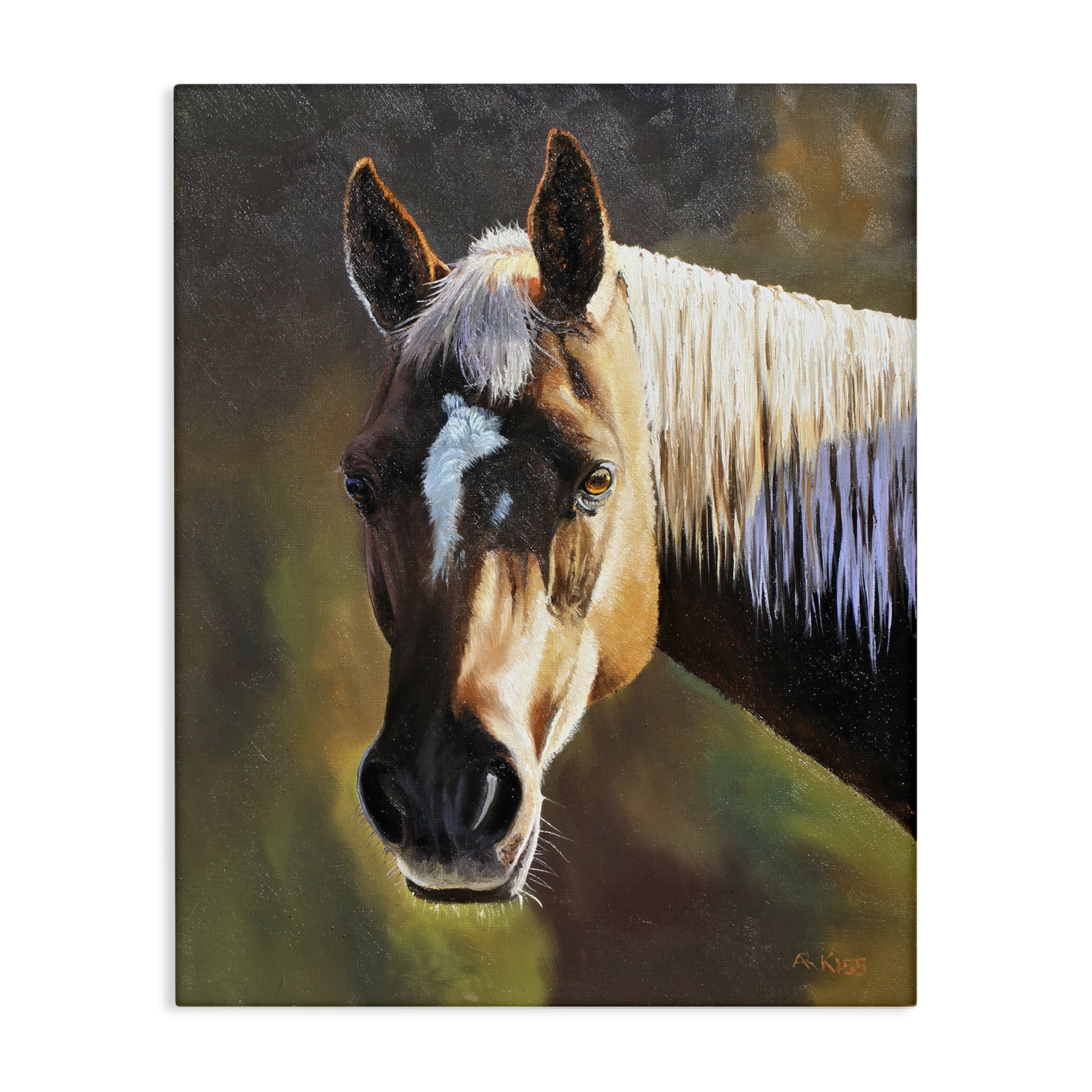 Stupell Industries Brown Horse Portrait Animals Painting Wrapped Canvas Art Print Wall Art, 36 x 48
