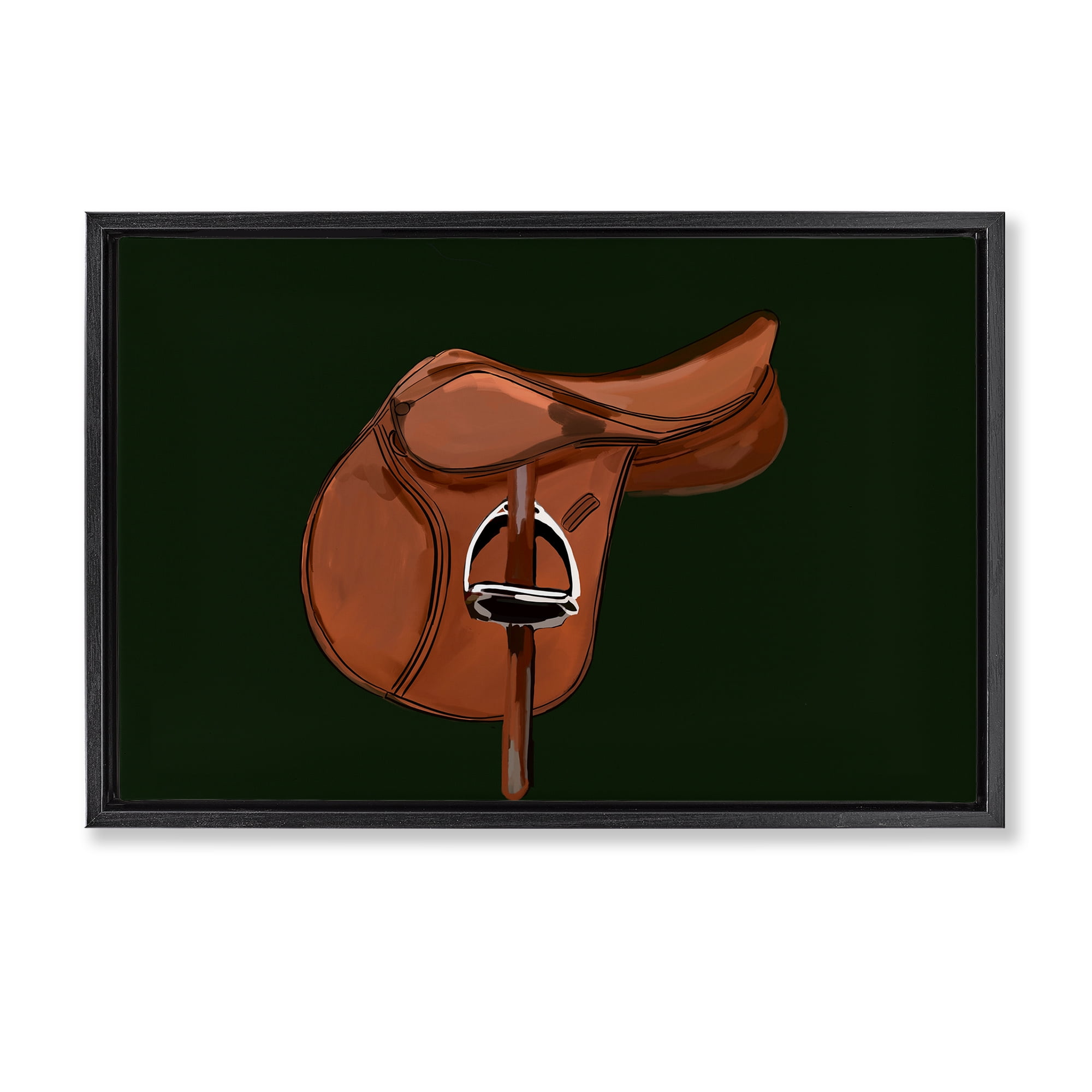 Stupell Industries Brown Horse Saddle Abstract Painting Black Floater Framed Canvas Art Print Wall Art, 31 x 21