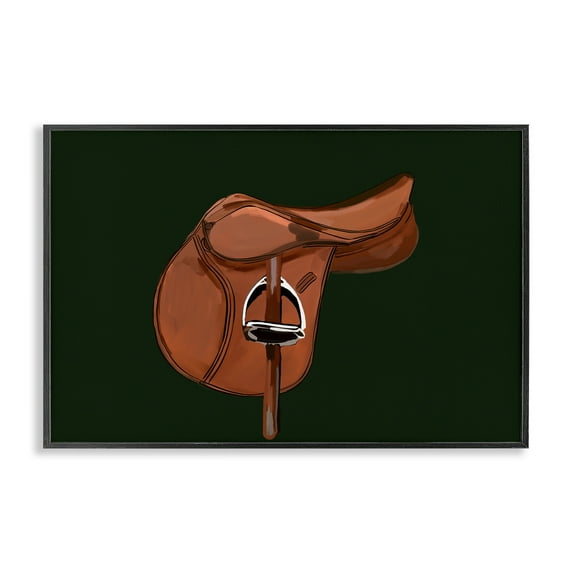 Stupell Industries Brown Horse Saddle Abstract Painting Black Framed Art Print Wall Art, 24 x 16