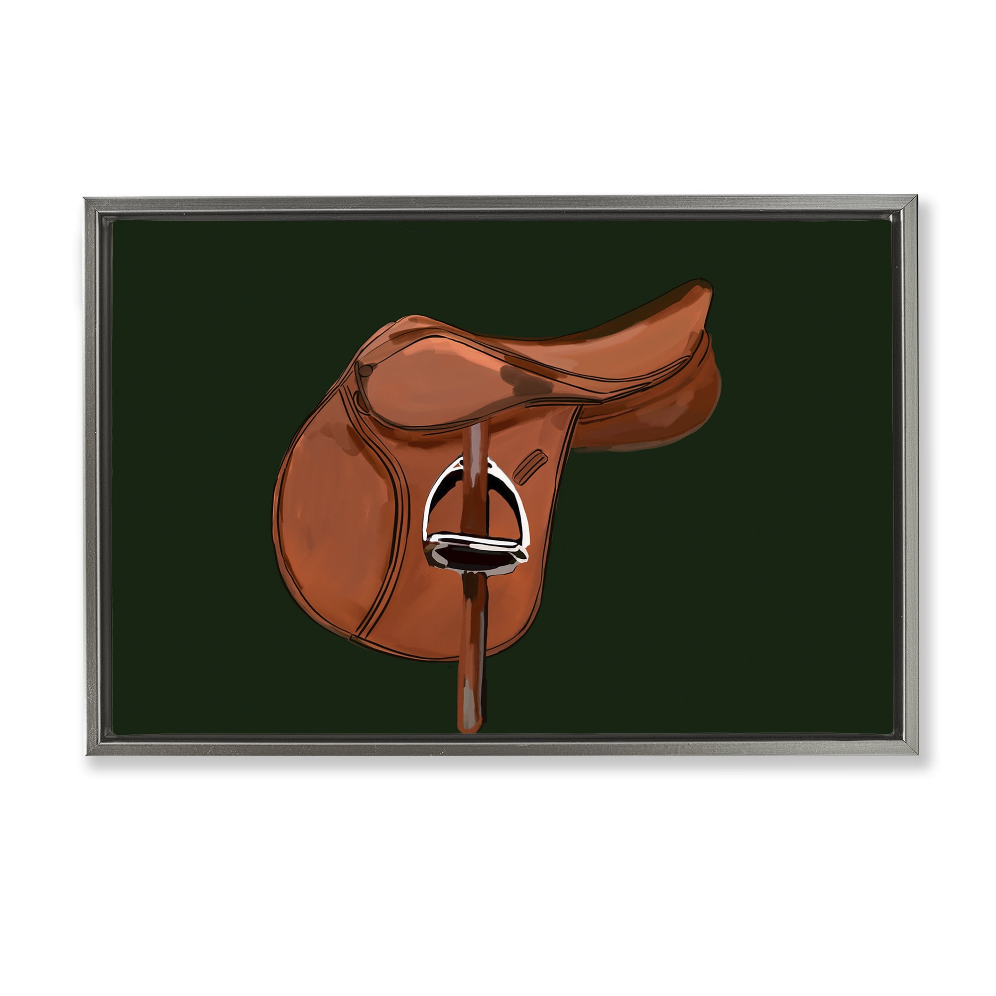 Stupell Industries Brown Horse Saddle Abstract Painting Gray Floater Framed Canvas Art Print Wall Art, 31 x 21