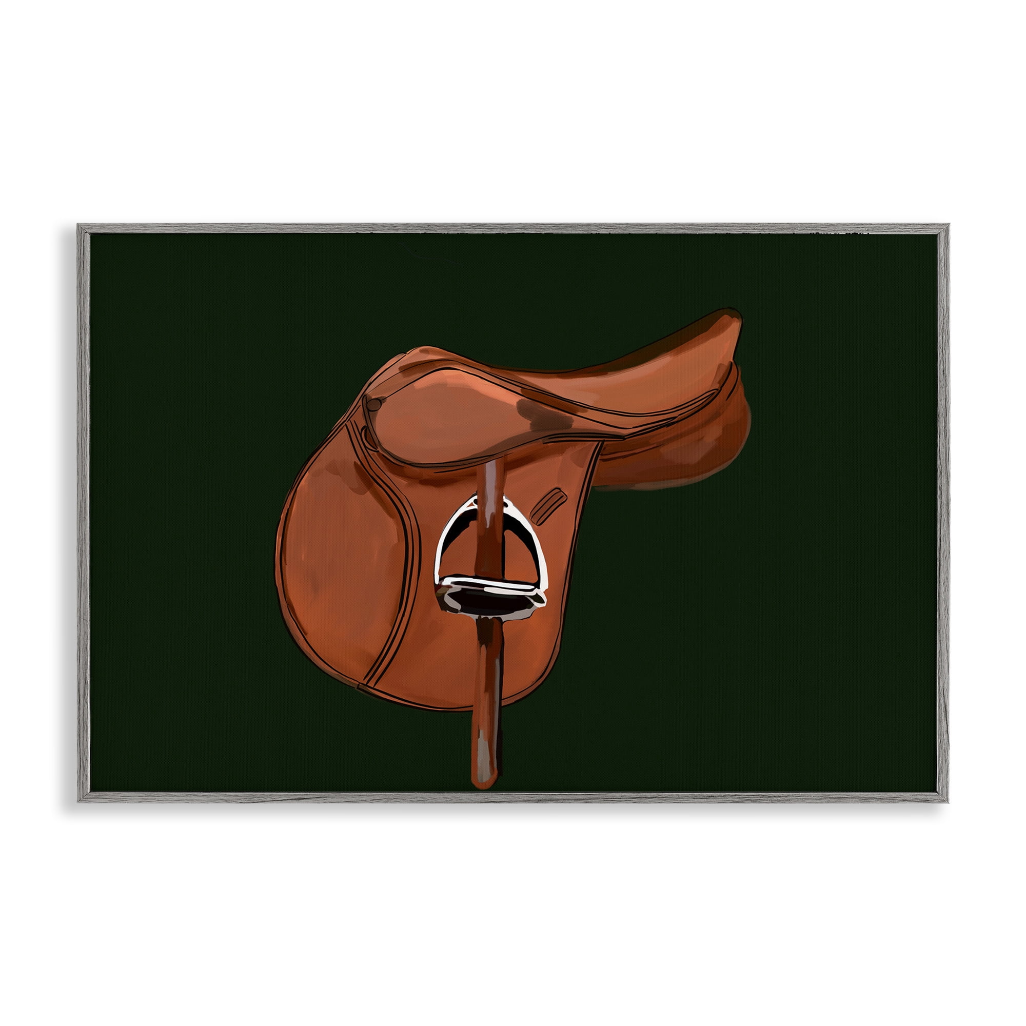 Stupell Industries Brown Horse Saddle Abstract Painting Gray Framed Art Print Wall Art, 30 x 20