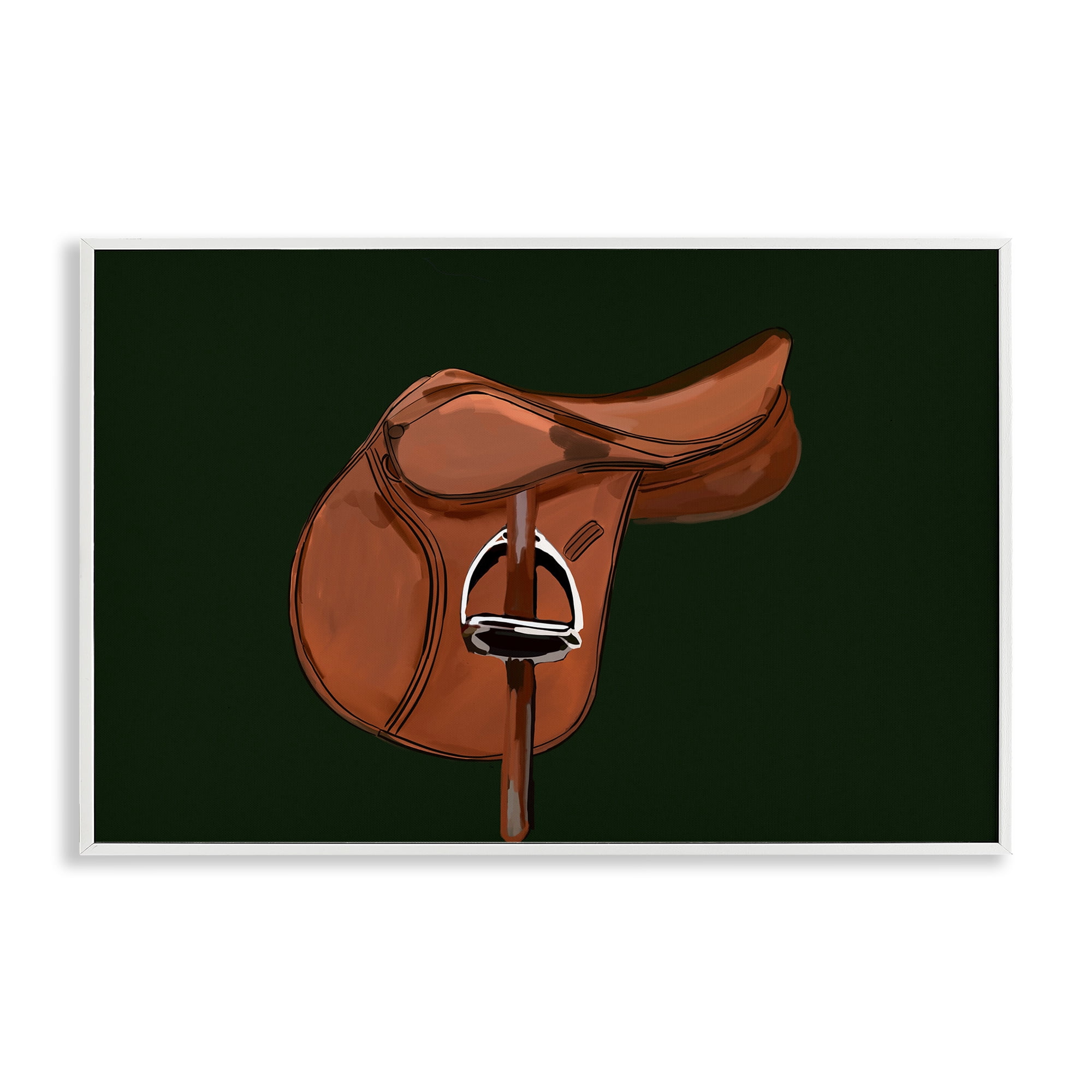 Stupell Industries Brown Horse Saddle Abstract Painting White Framed Art Print Wall Art, 24 x 16