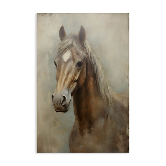 Stupell Industries Brown Horse Visage Animals & Insects Painting Gallery Wrapped Canvas Art Print Wall Art, 16 x 24