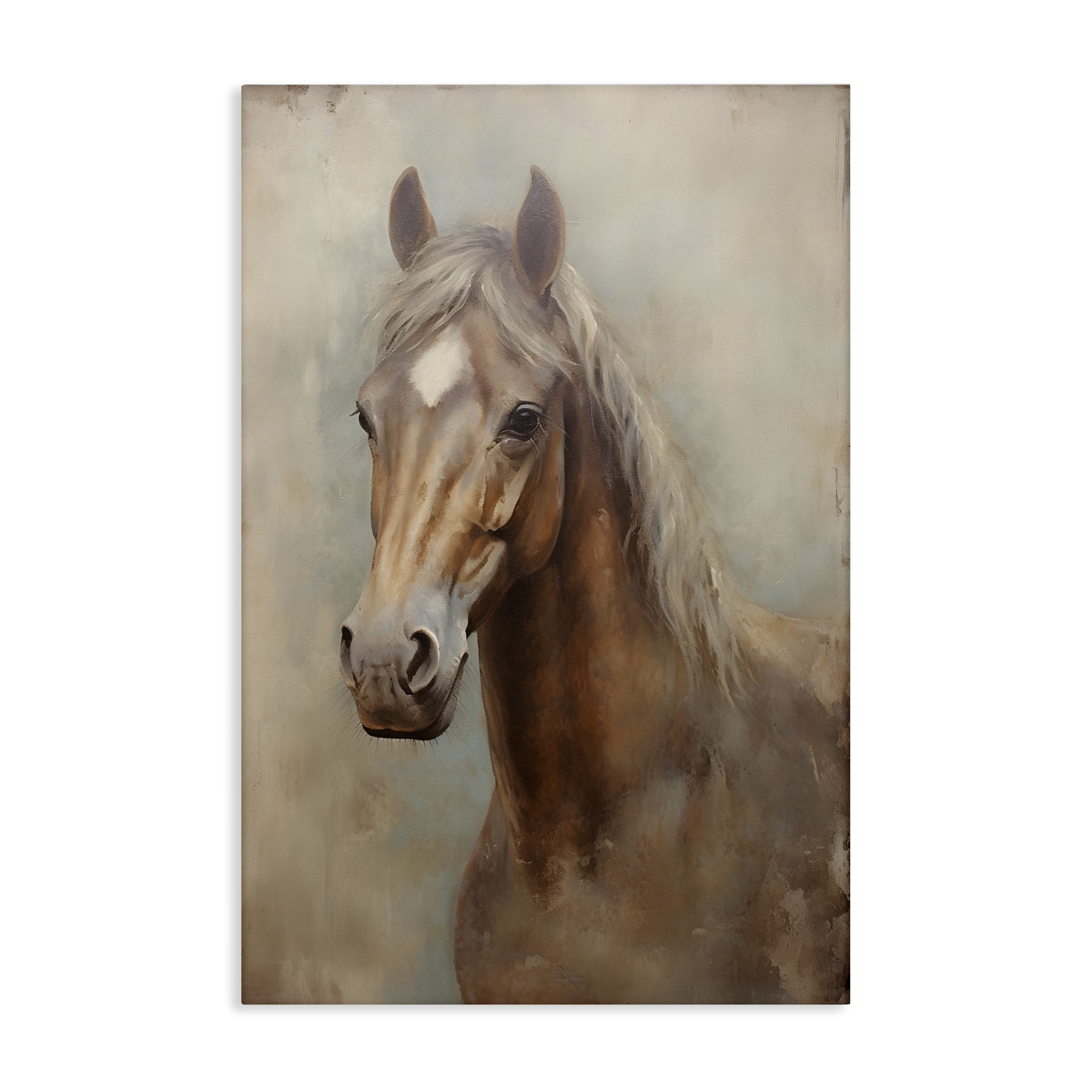Stupell Industries Brown Horse Visage Animals & Insects Painting Gallery Wrapped Canvas Art Print Wall Art, 24 x 36