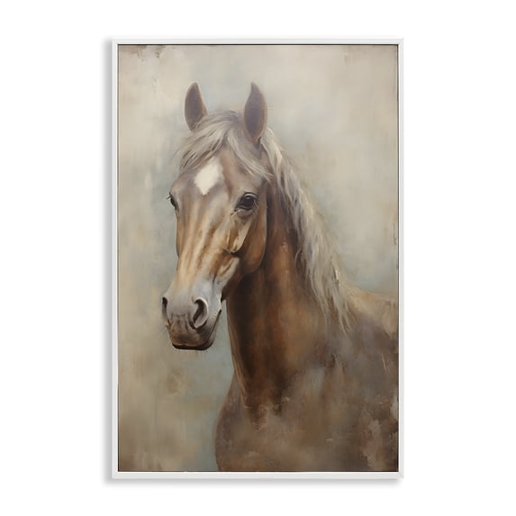Stupell Industries Brown Horse Visage Animals & Insects Painting White Framed Art Print Wall Art, 16 x 24