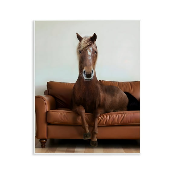 Stupell Industries Brown Horse on Couch Animals Painting Unframed Art Print Wall Art, 11 x 14