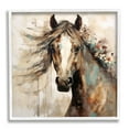 thumbnail image 1 of Stupell Industries Brown Horse with Florals Animals & Insects Painting White Framed Art Print Wall Art, 12 x 12, 1 of 9