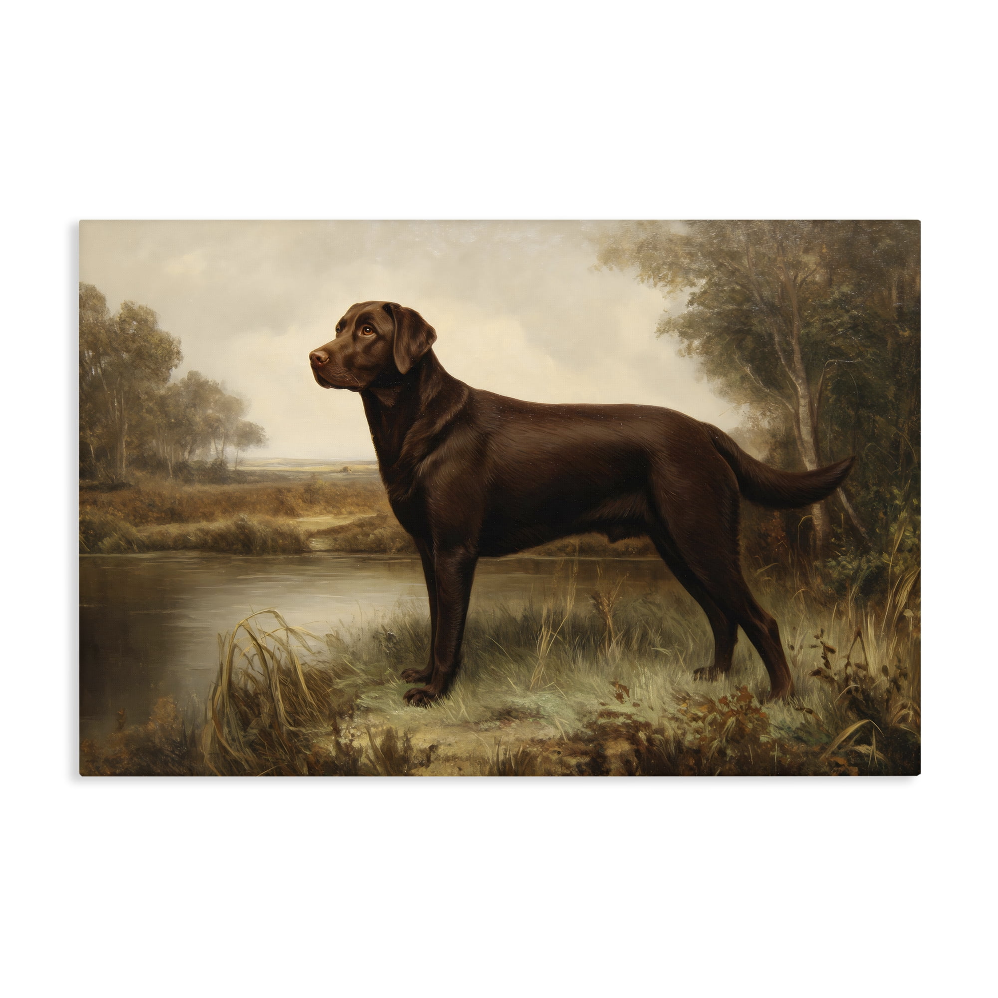 Stupell Industries Brown Lab By The River Canvas Wall Art, design by Petal Prints Design