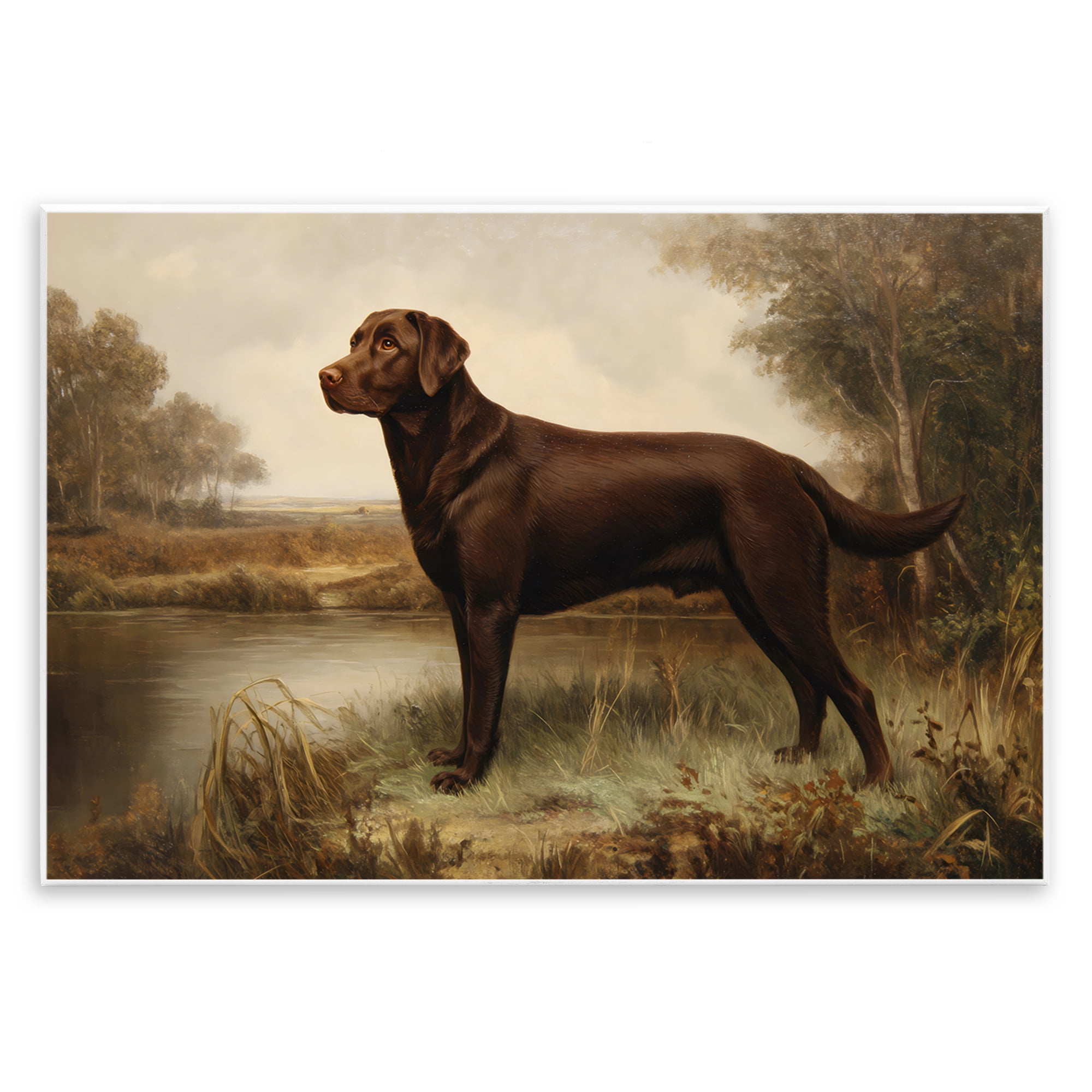 Stupell Industries Brown Lab By The River Wall Plaque Art, design by Petal Prints Design