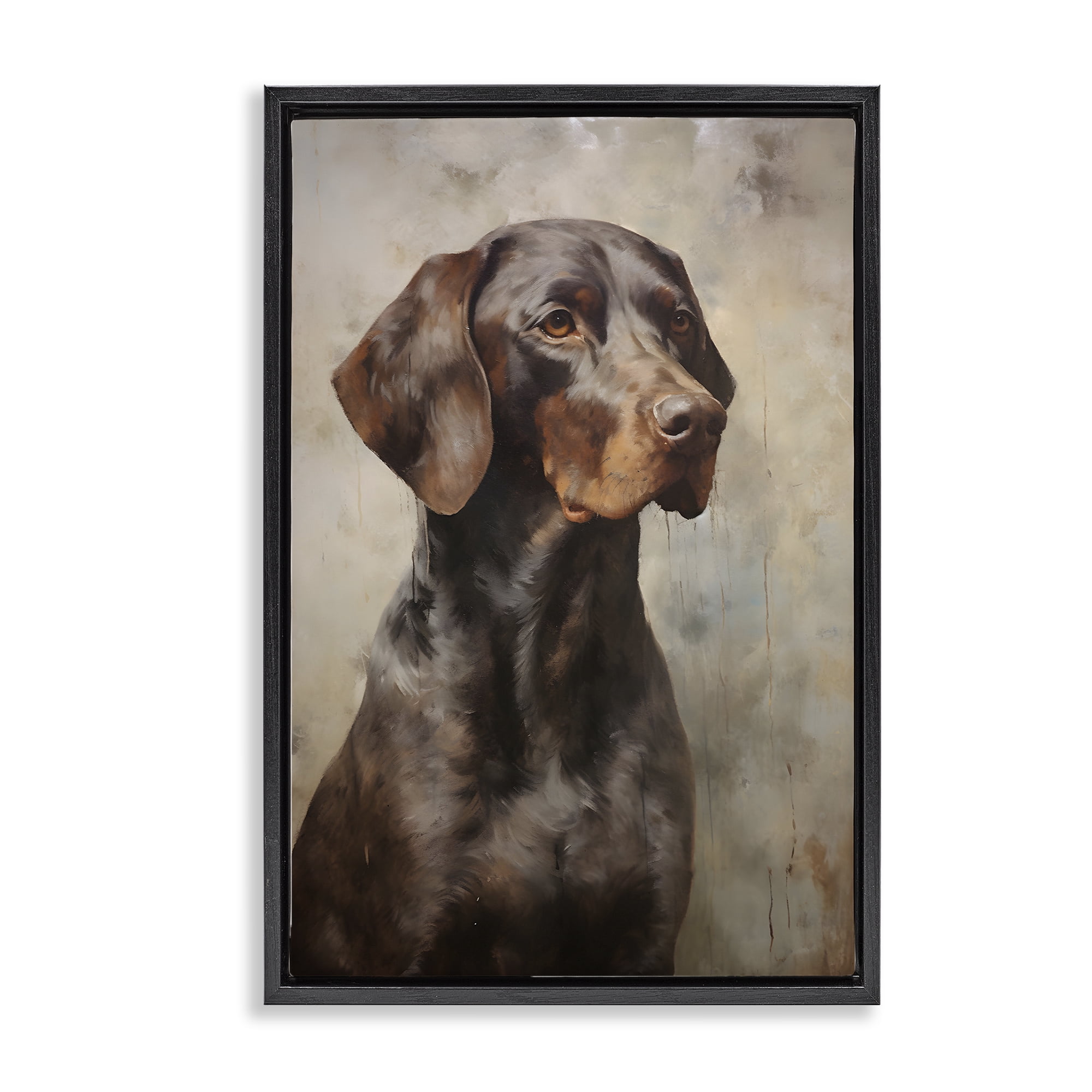 Stupell Industries Brown Labrador Visage Animals & Insects Painting Black Floater Framed Canvas Art Print Wall Art, 21 x 31