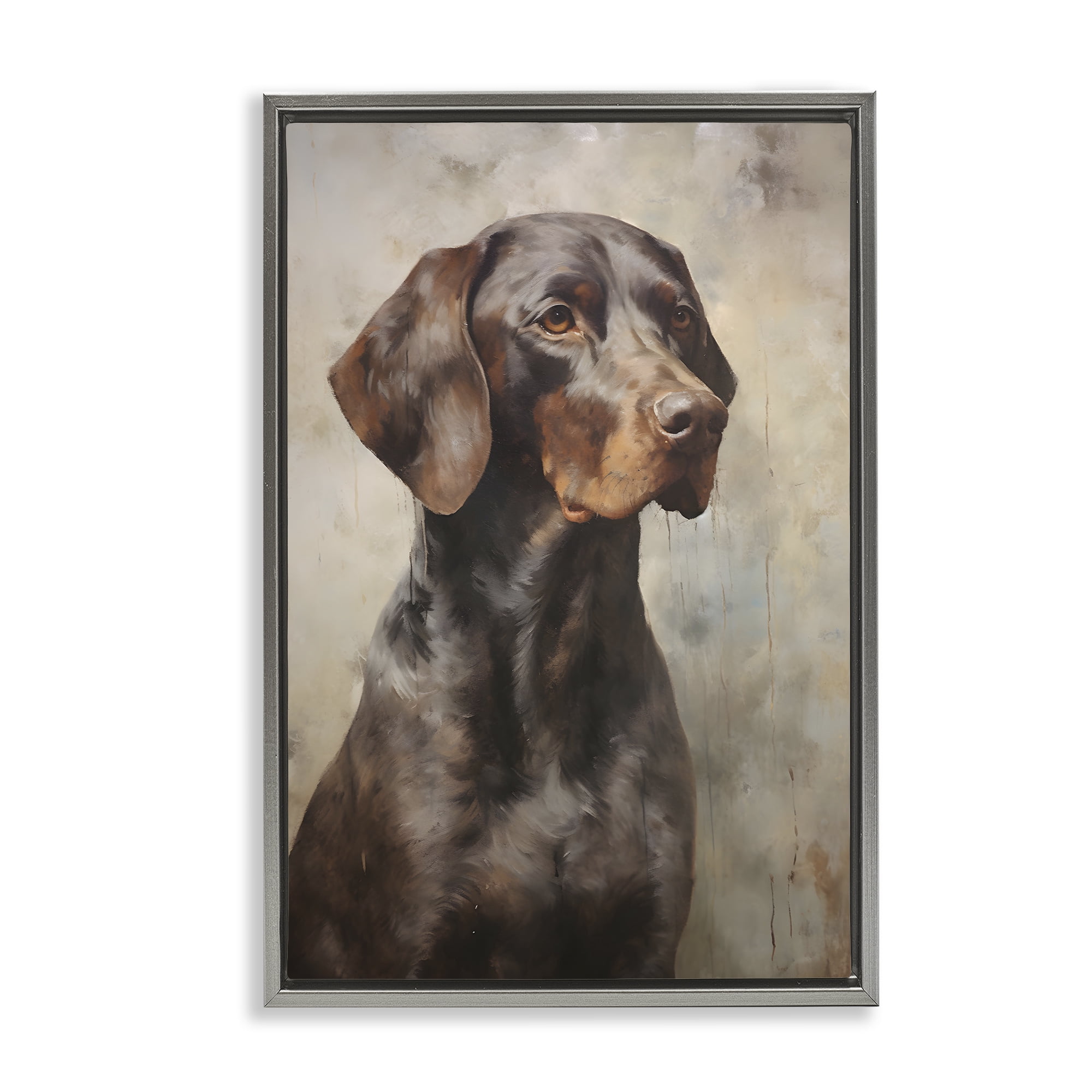 Stupell Industries Brown Labrador Visage Animals & Insects Painting Gray Floater Framed Canvas Art Print Wall Art, 21 x 31