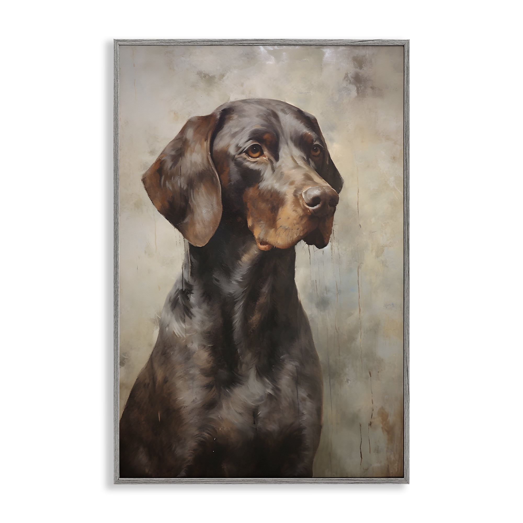 Stupell Industries Brown Labrador Visage Animals & Insects Painting Gray Framed Art Print Wall Art, 12 x 18