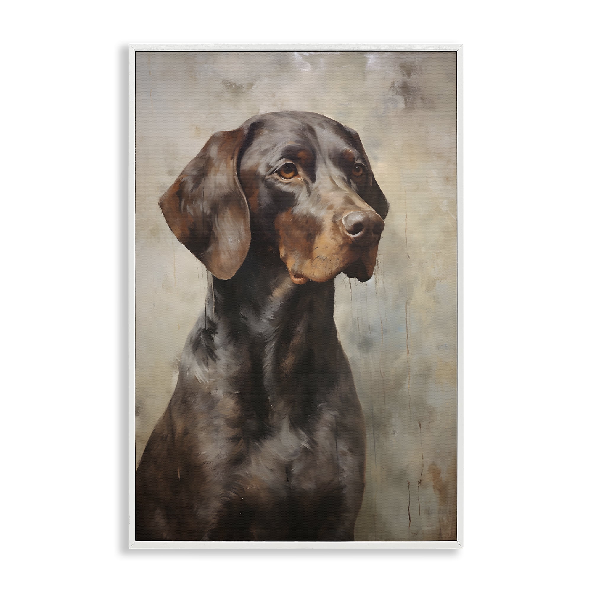 Stupell Industries Brown Labrador Visage Animals & Insects Painting White Framed Art Print Wall Art, 12 x 18