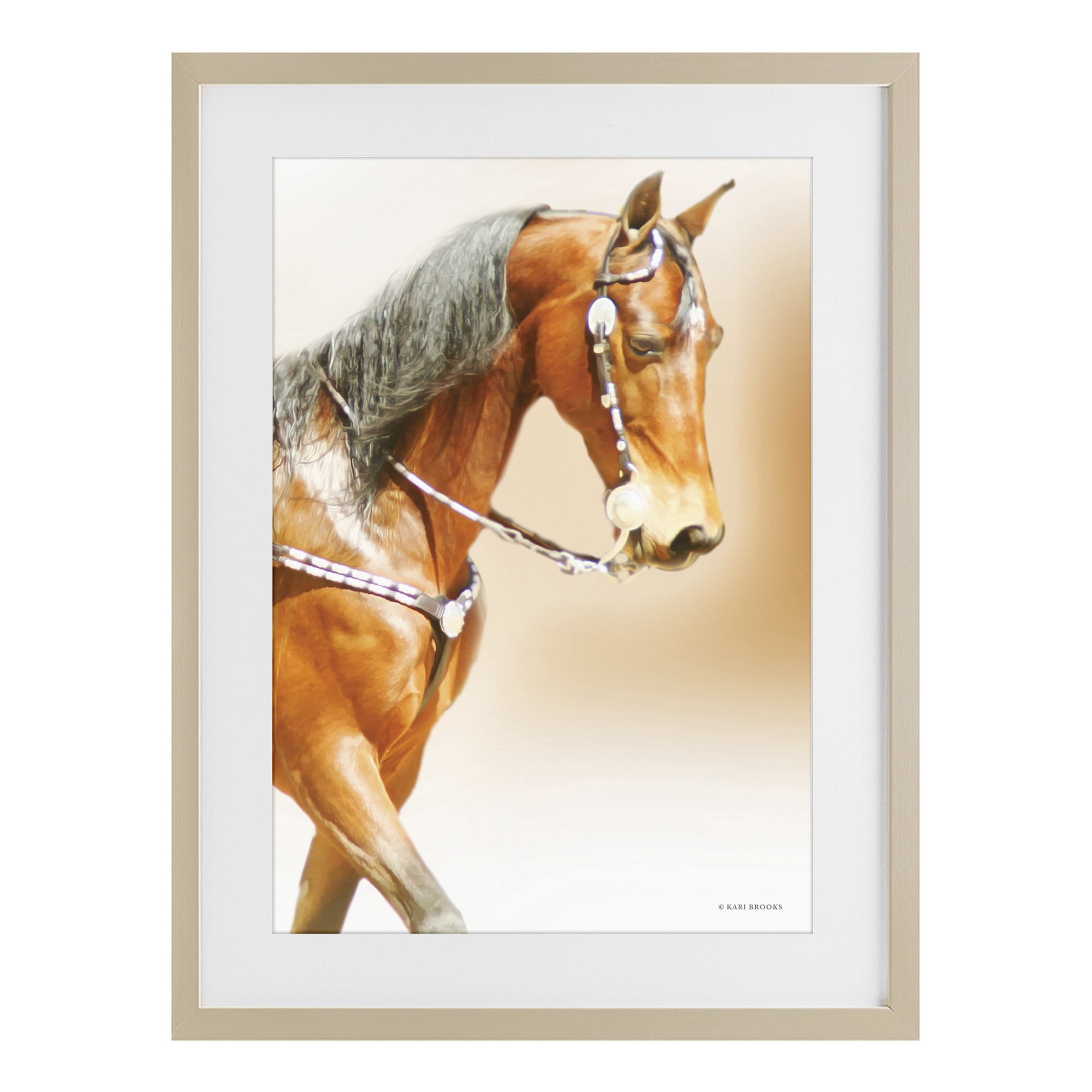 Stupell Industries Brown Majestic Horse Birch Framed Print Under Glass, design by Kari Brooks