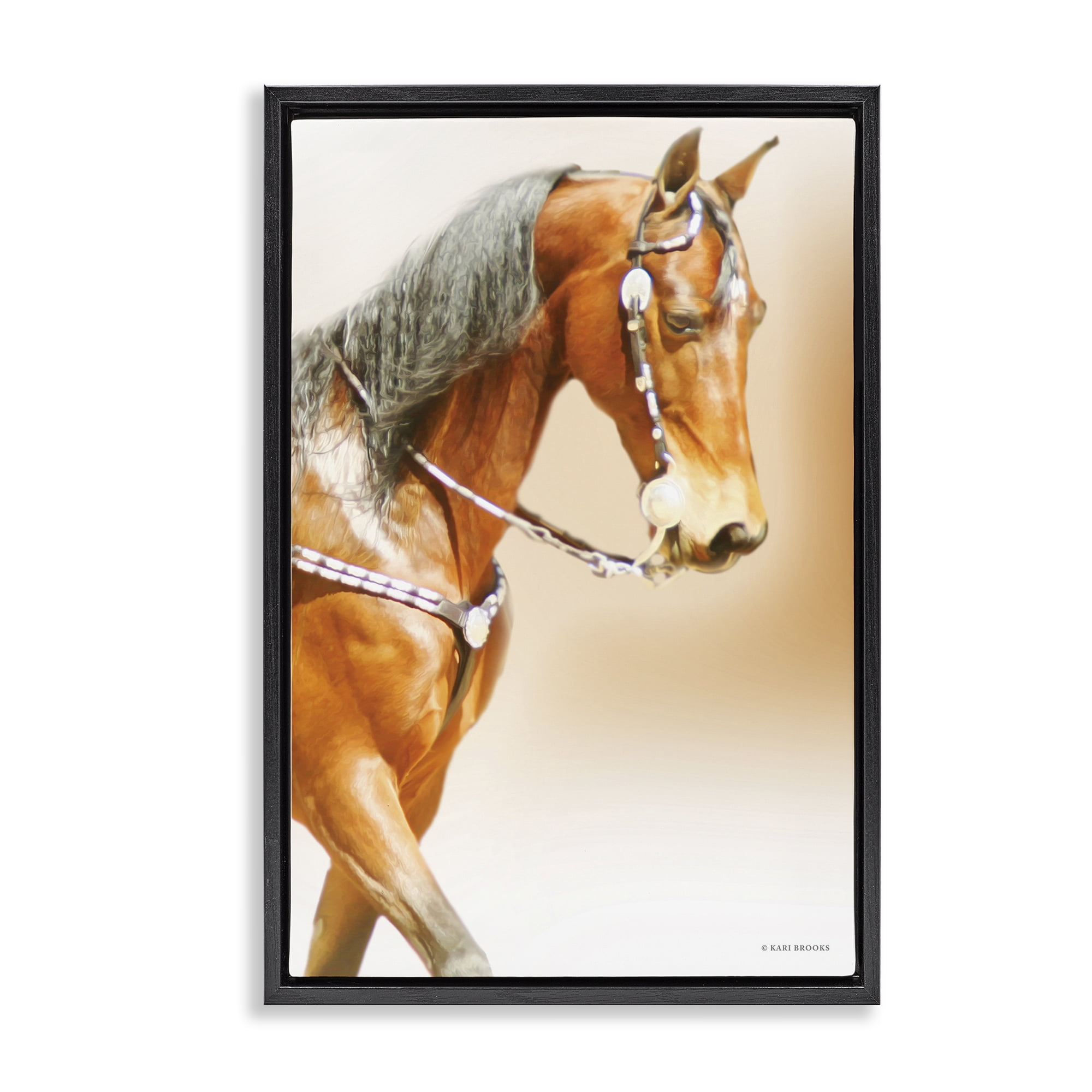 Stupell Industries Brown Majestic Horse Black Framed Floater Canvas Wall Art, design by Kari Brooks