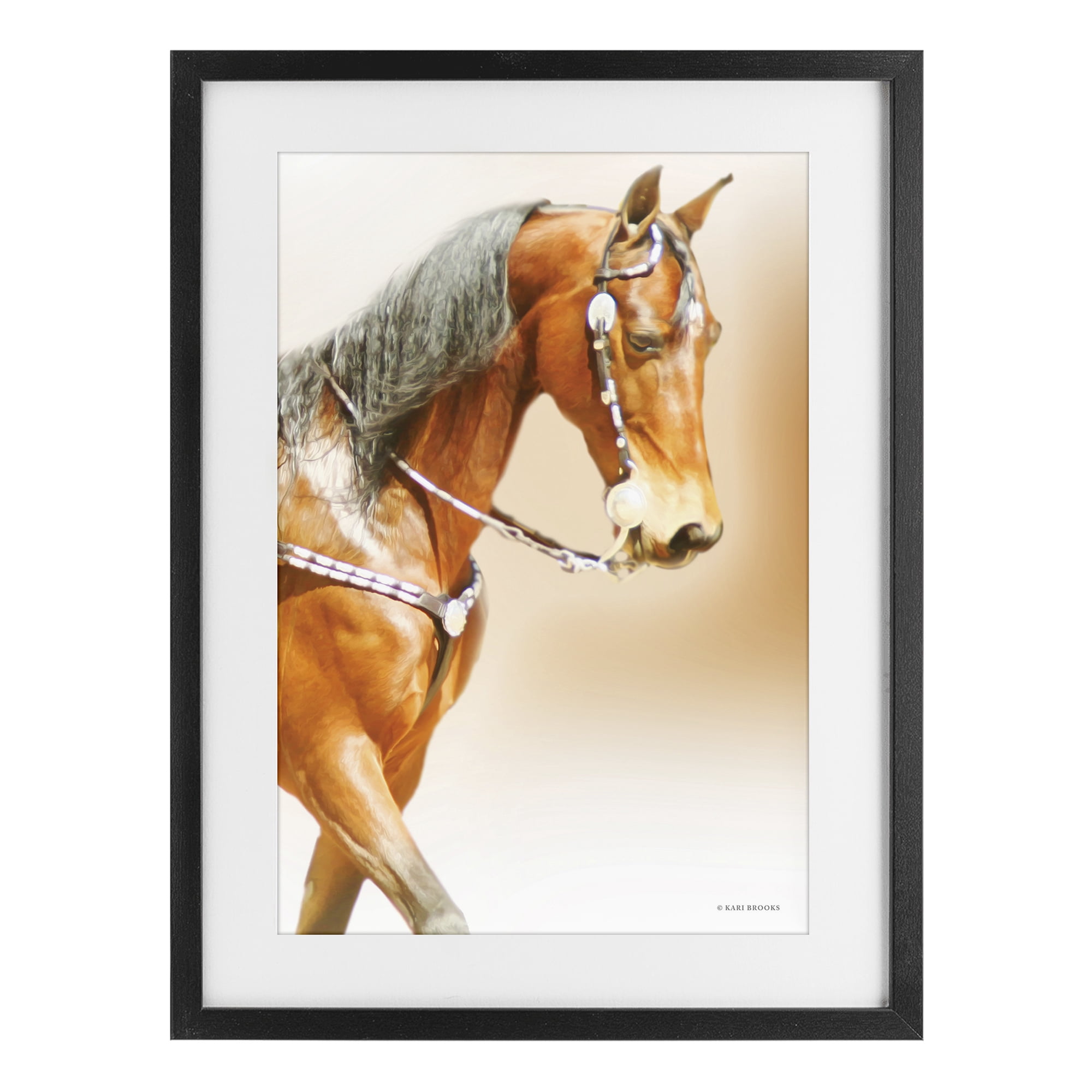 Stupell Industries Brown Majestic Horse Black Framed Print Under Glass, design by Kari Brooks