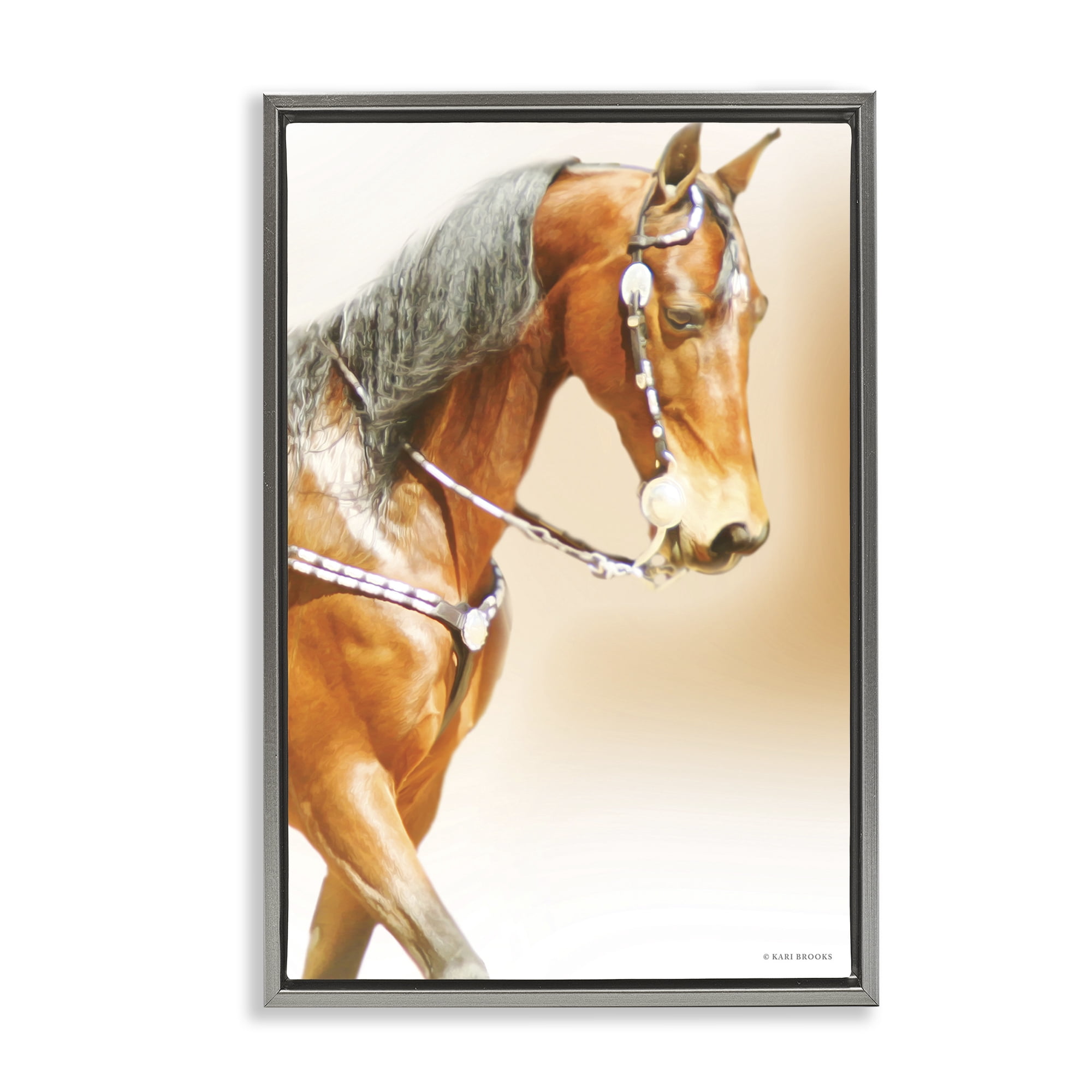 Stupell Industries Brown Majestic Horse Gray Framed Floater Canvas Wall Art, design by Kari Brooks