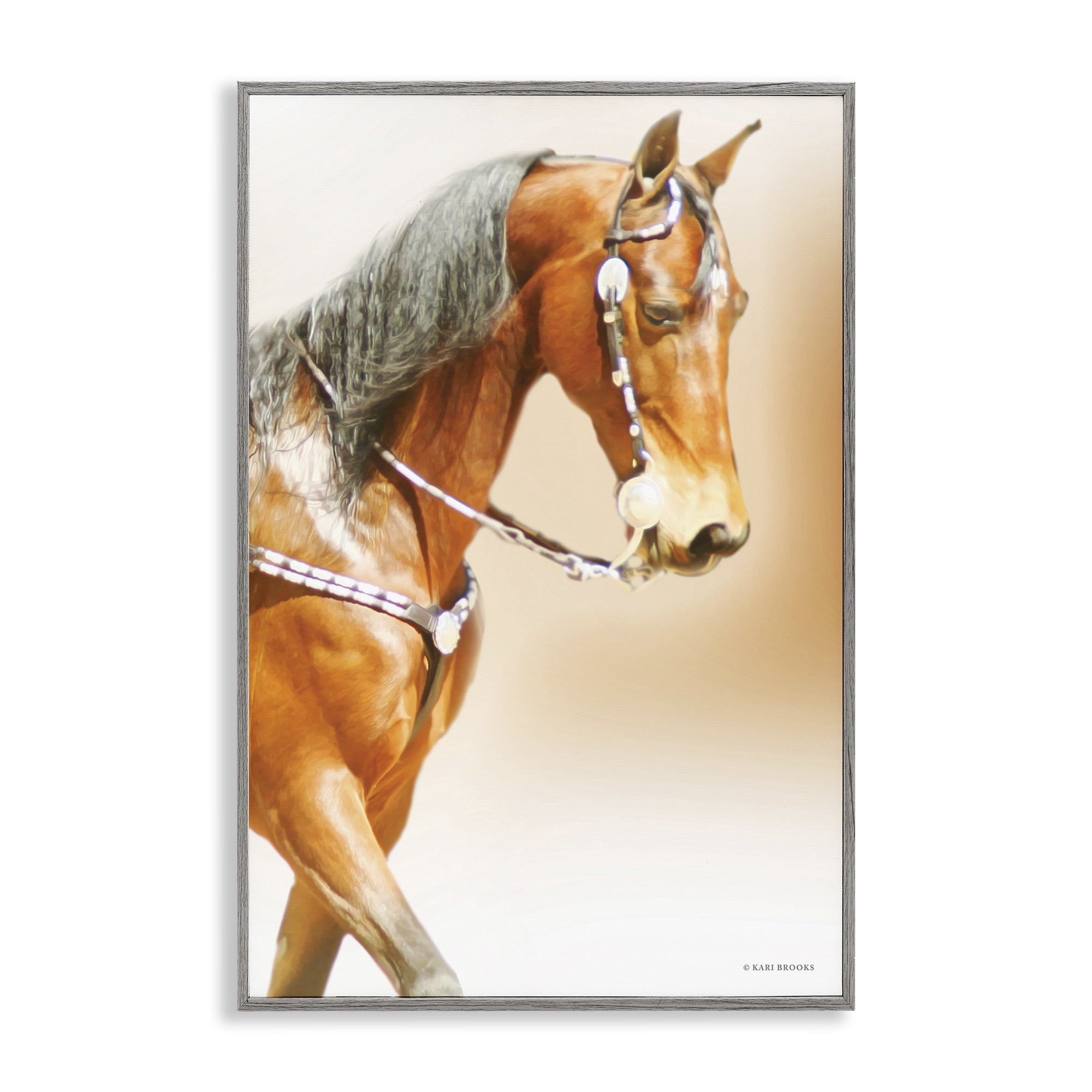 Stupell Industries Brown Majestic Horse Gray Framed Giclee Art, design by Kari Brooks