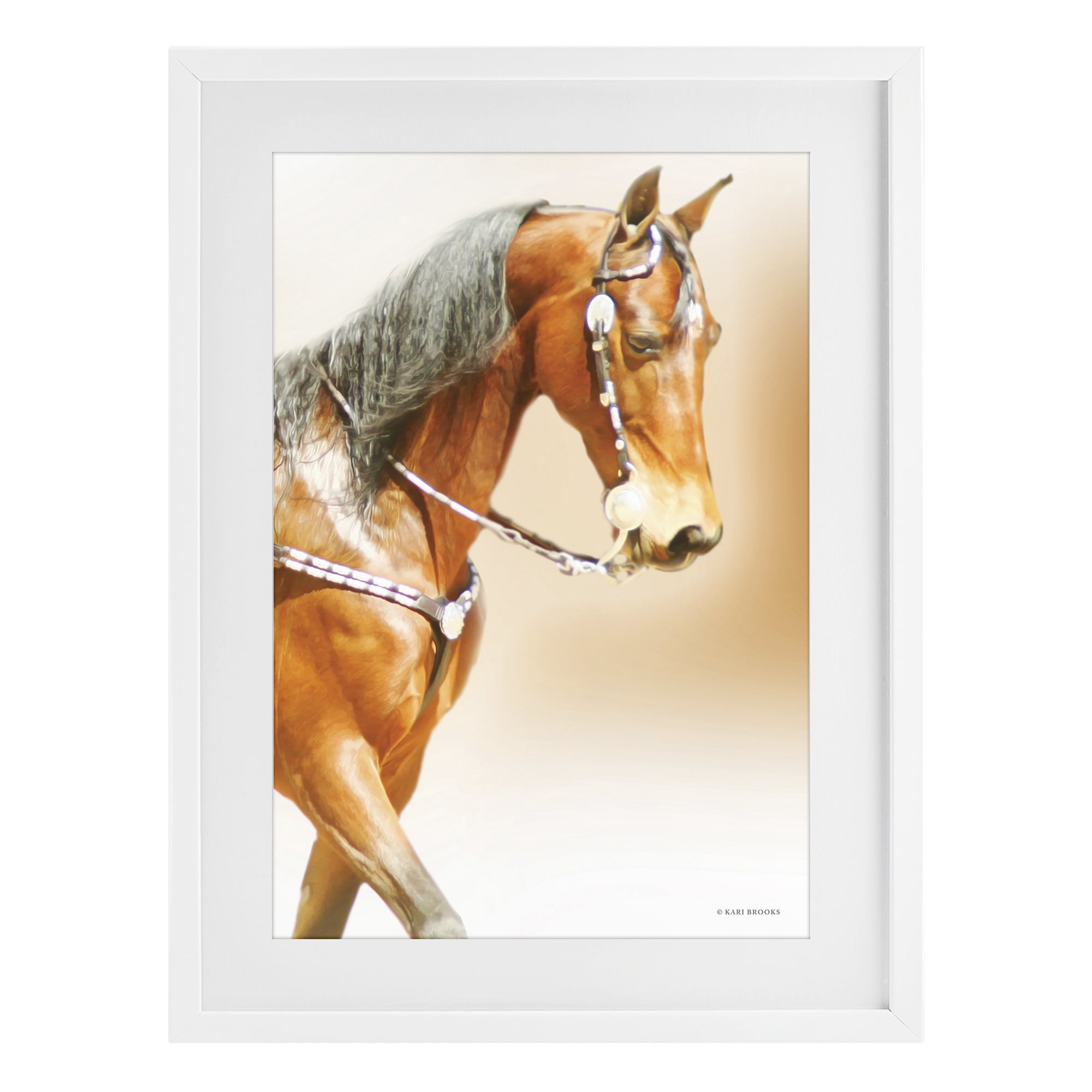 Stupell Industries Brown Majestic Horse White Framed Print Under Glass, design by Kari Brooks