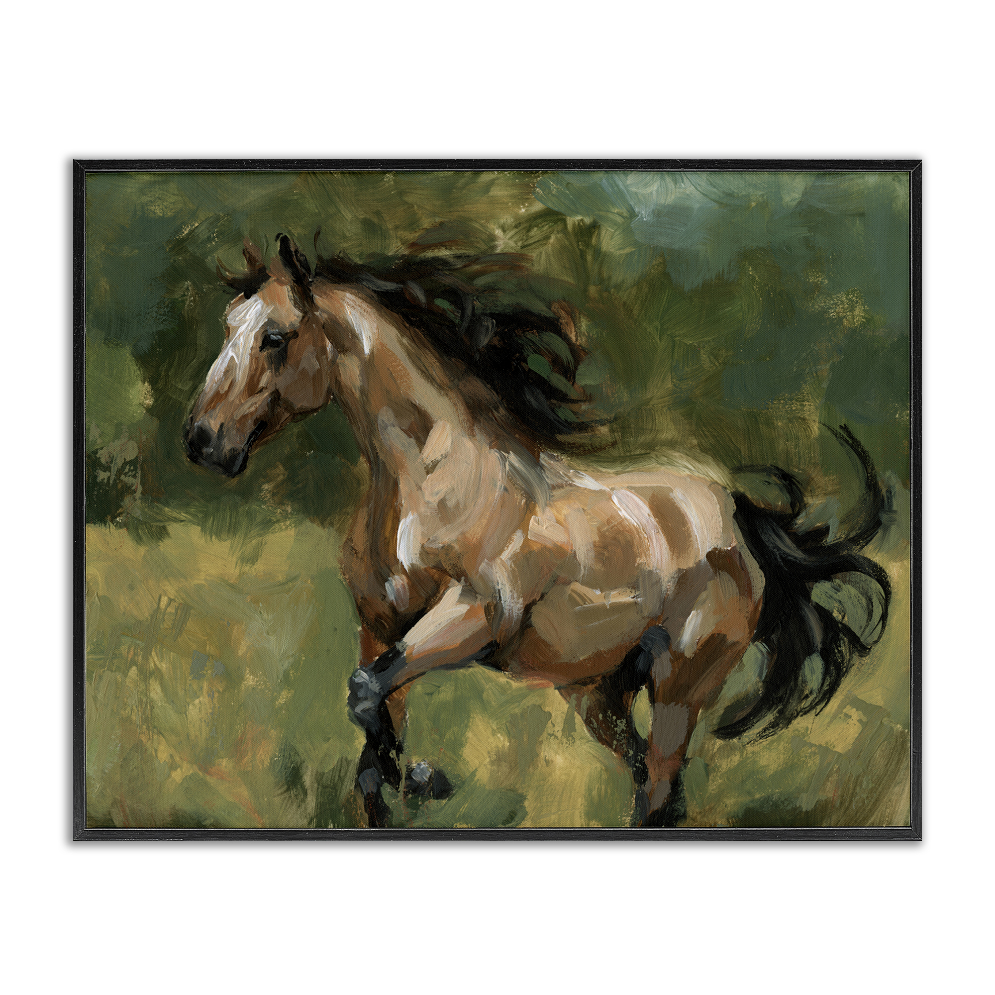 Stupell Industries Brown Mare Painting Animals Painting Black Framed Art Print Wall Art, 30 x 24