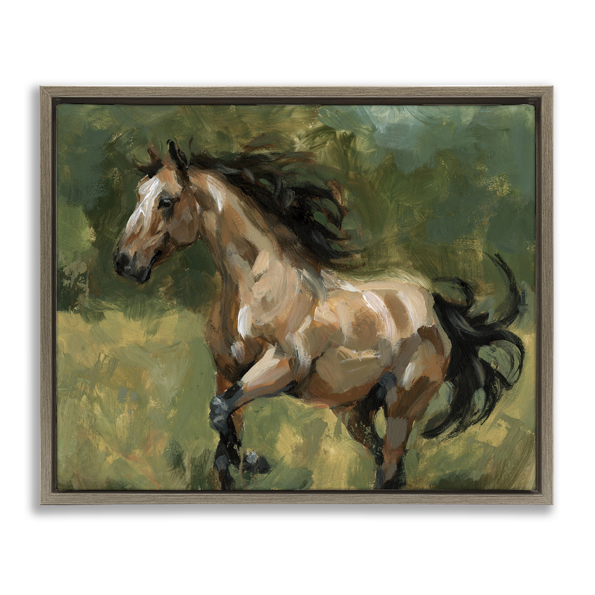 Stupell Industries Brown Mare Painting Animals Painting Brown Floater Framed Canvas Art Print Wall Art, 31 x 25