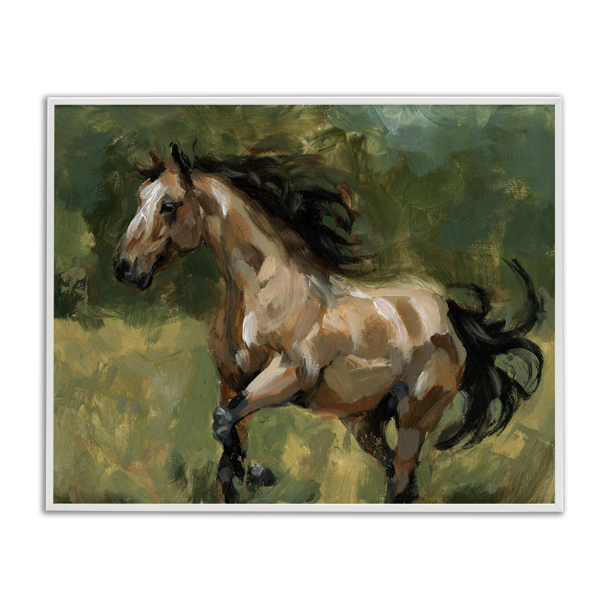 Stupell Industries Brown Mare Painting Animals Painting White Framed Art Print Wall Art, 14 x 11