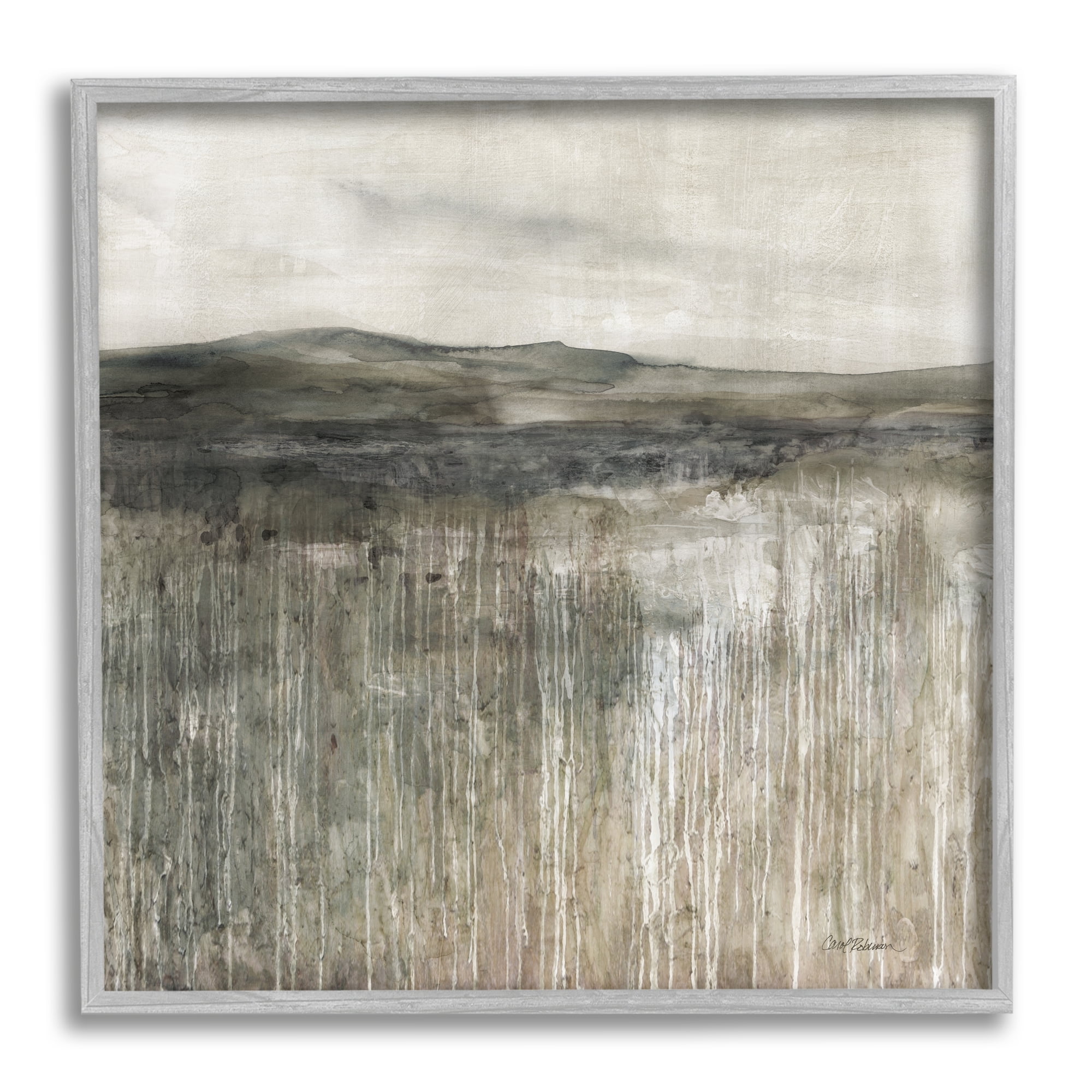 Stupell Industries Brown Mountain Landscape Abstract Painting Gray Framed Art Print Wall Art