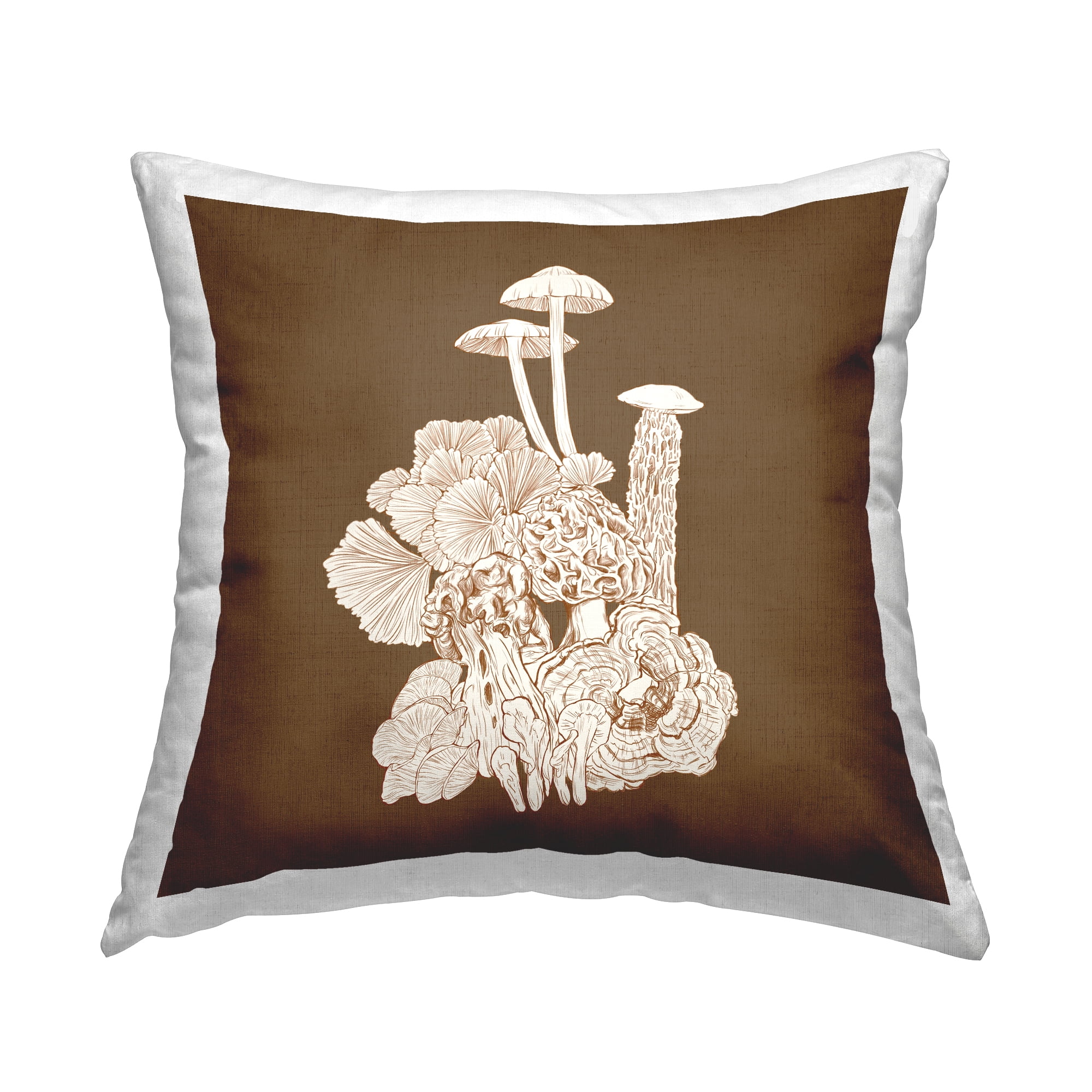 Stupell Industries Brown Mushroom Forest Life Square Decorative Printed Throw Pillow, 18 x 18,