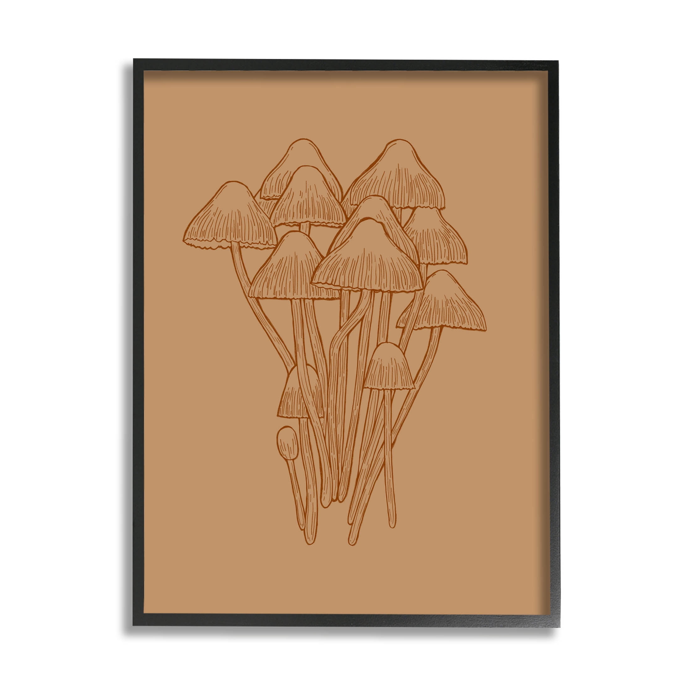 Stupell Industries Brown Mushrooms Detailed Nature Graphic Art Black Framed Art Print Wall Art, Design by Ziwei Li