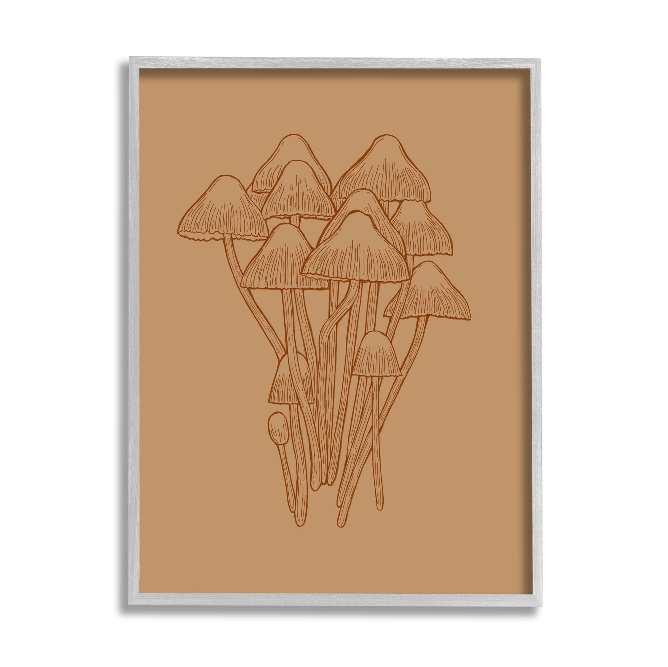 Stupell Industries Brown Mushrooms Detailed Nature Graphic Art Gray Framed Art Print Wall Art, Design by Ziwei Li