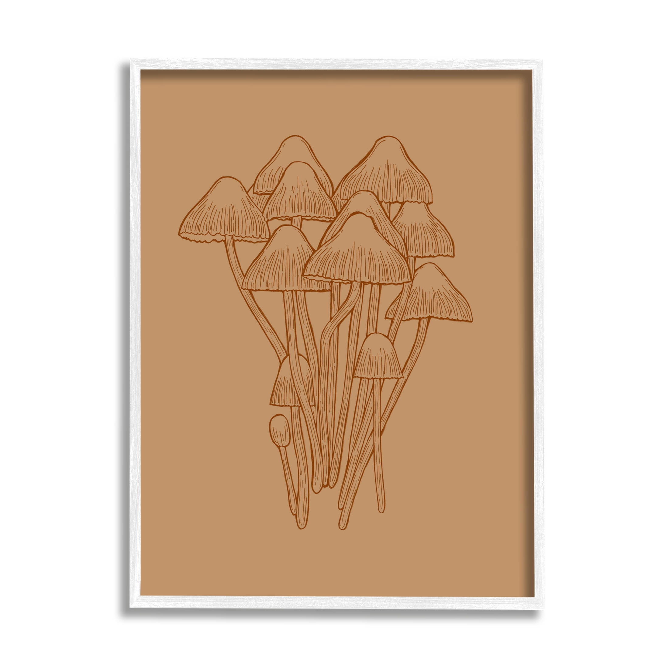 Stupell Industries Brown Mushrooms Detailed Nature Graphic Art White Framed Art Print Wall Art, Design by Ziwei Li