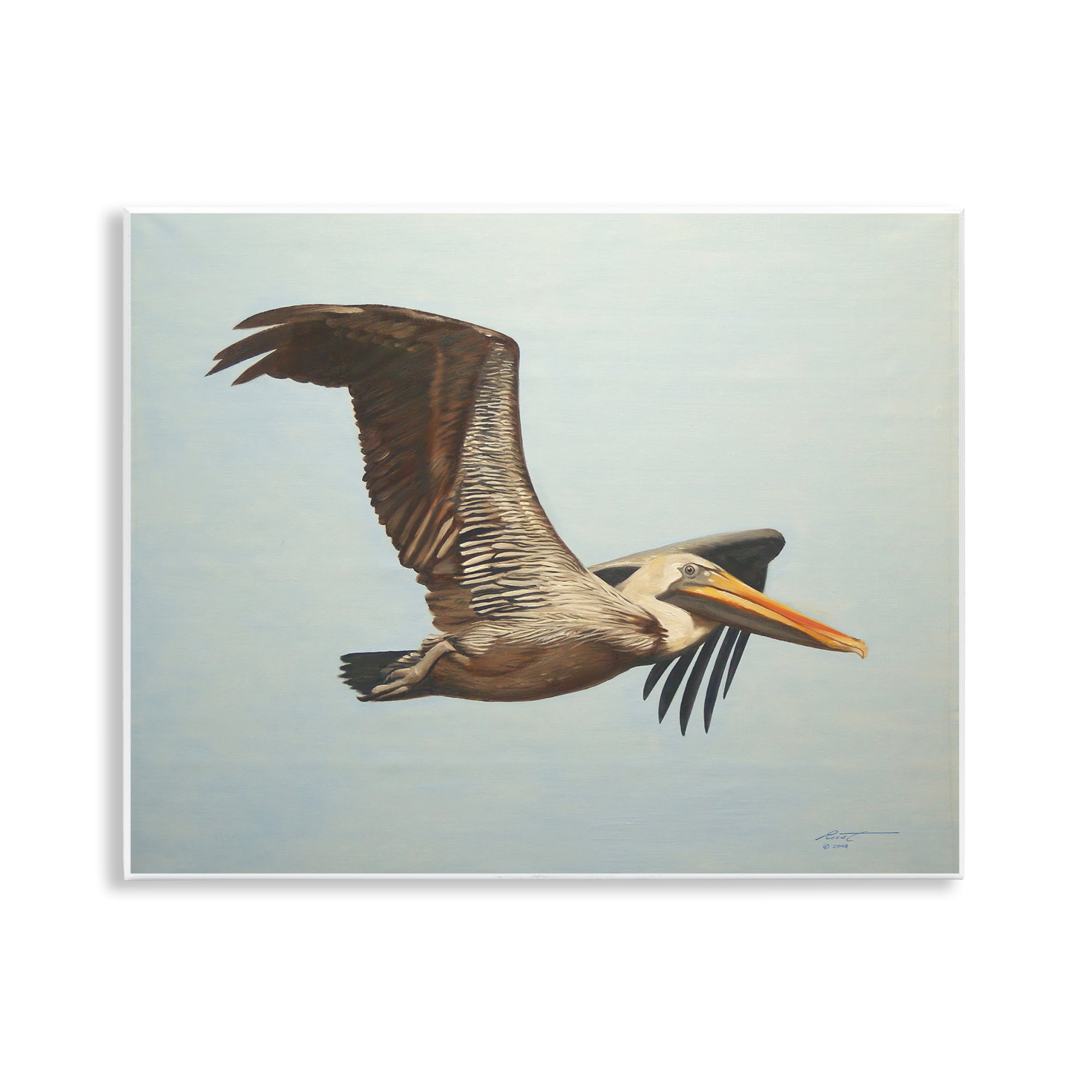 Stupell Industries Brown Pelican in Flight Animals & Insects Painting Unframed Art Print Wall Art, 14 x 11