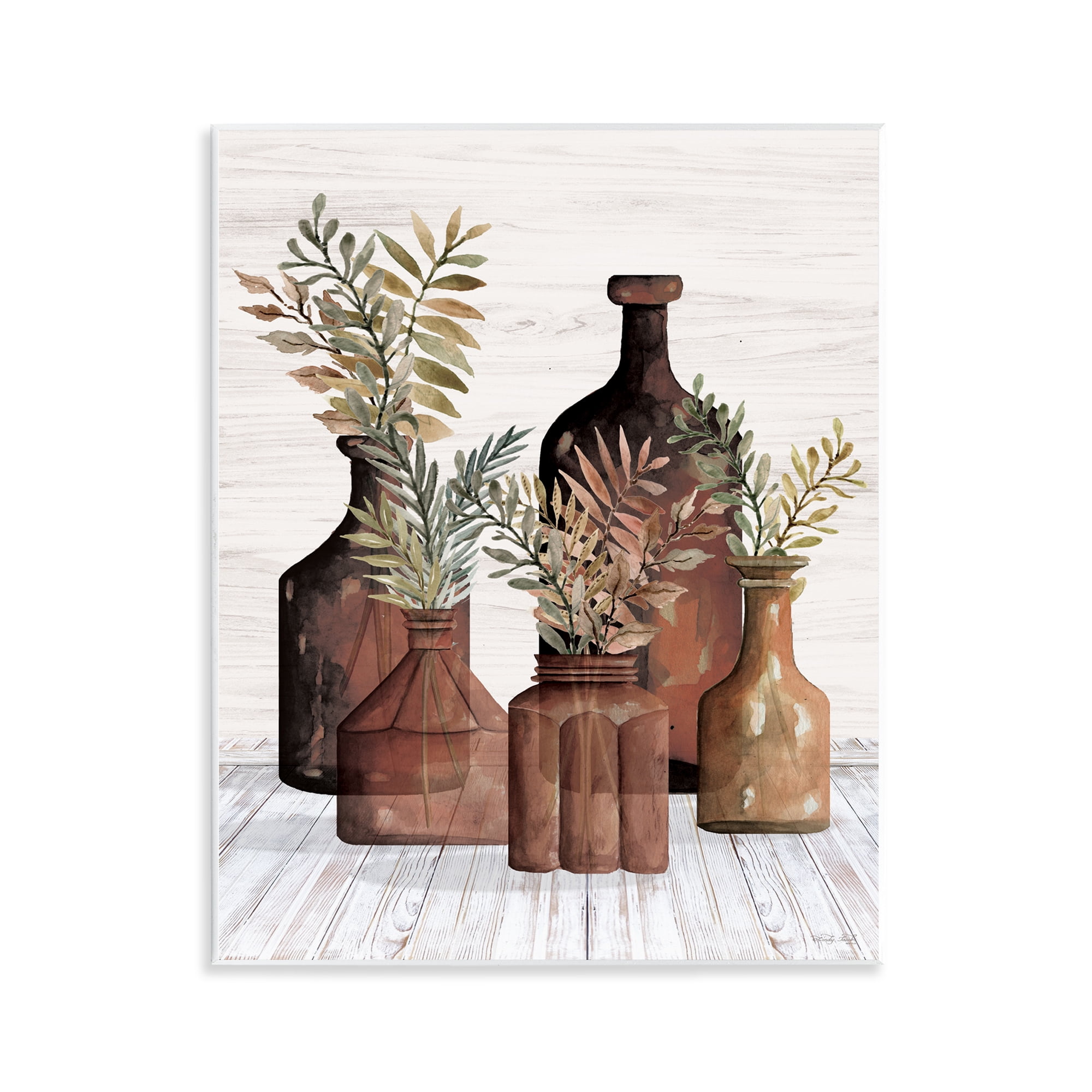 Stupell Industries Brown Pottery Botanicals Plants & Flowers Painting Unframed Art Print Wall Art, 11 x 14