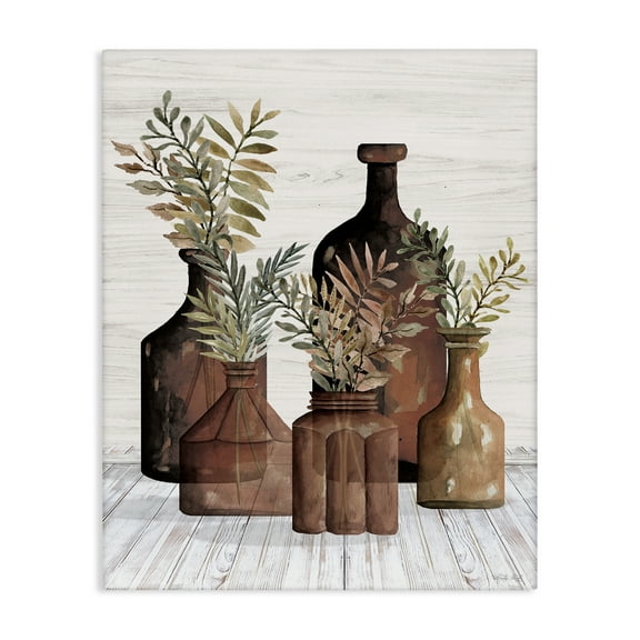 Stupell Industries Brown Pottery Botanicals Plants & Flowers Painting Wrapped Canvas Art Print Wall Art, 16 x 20