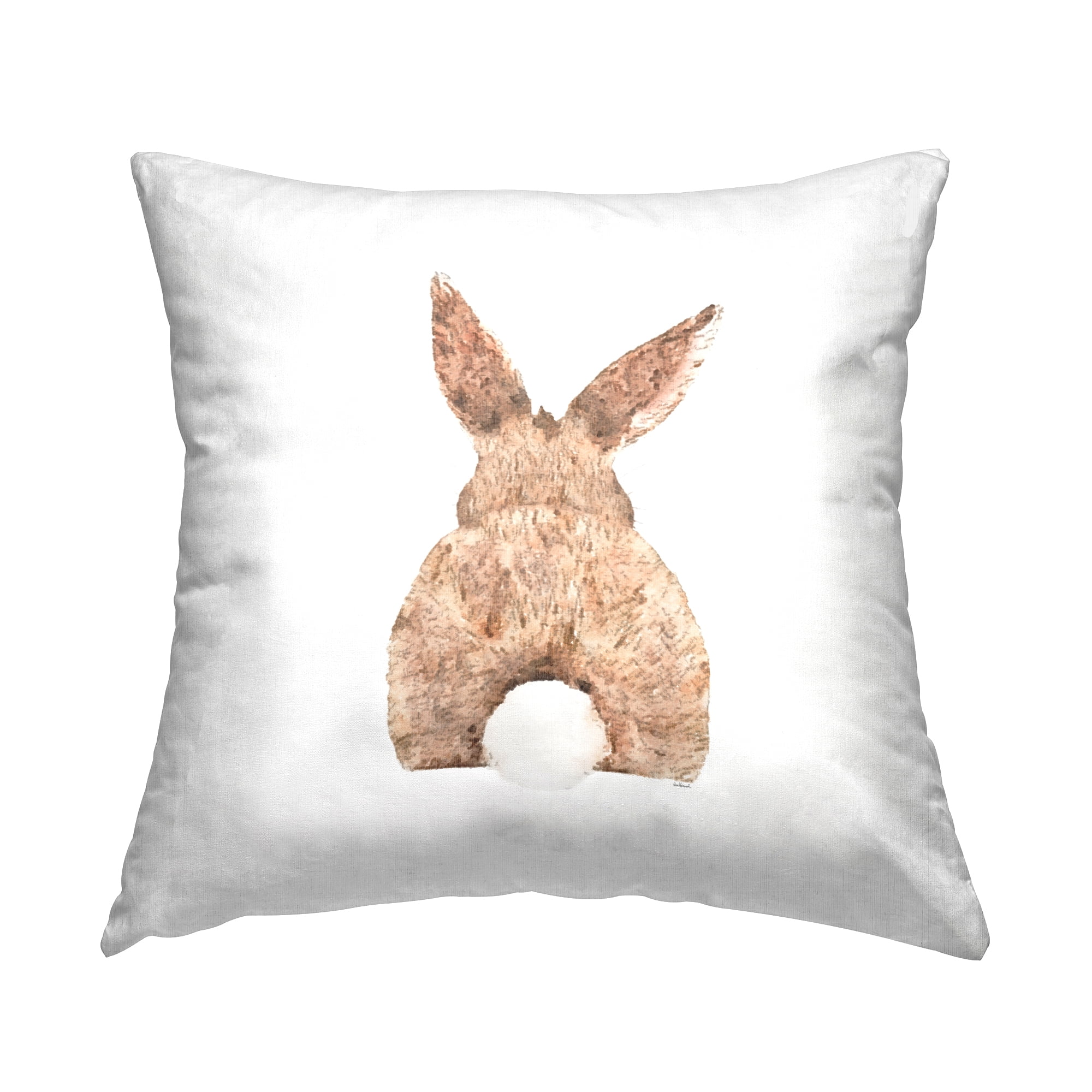 Stupell Industries Brown Rabbit Tail Cute Animal Square Decorative Printed Throw Pillow, 18 x 18,