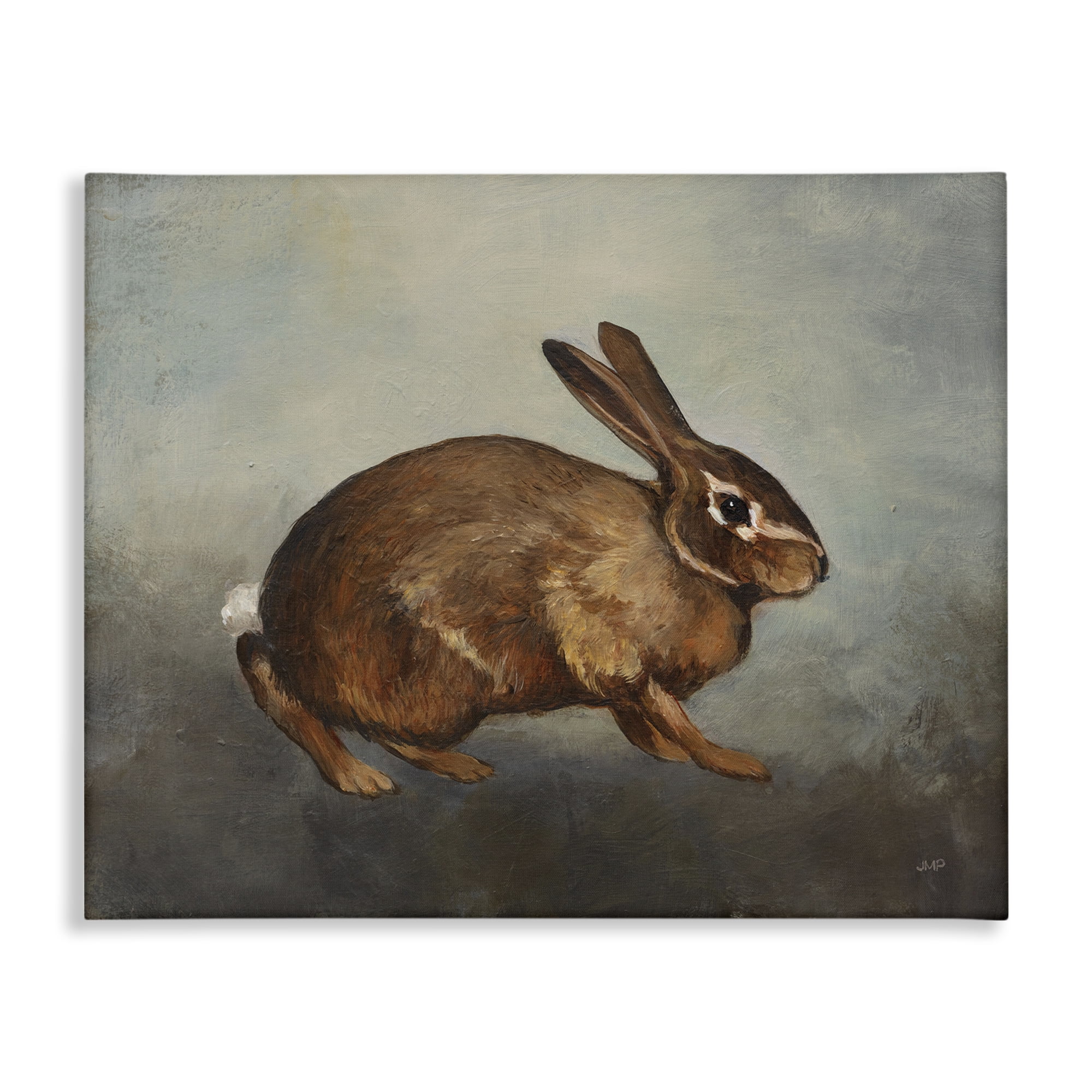 Stupell Industries Brown Rabbit on Grey Animals & Insects Painting Gallery Wrapped Canvas Art Print Wall Art, 40 x 30