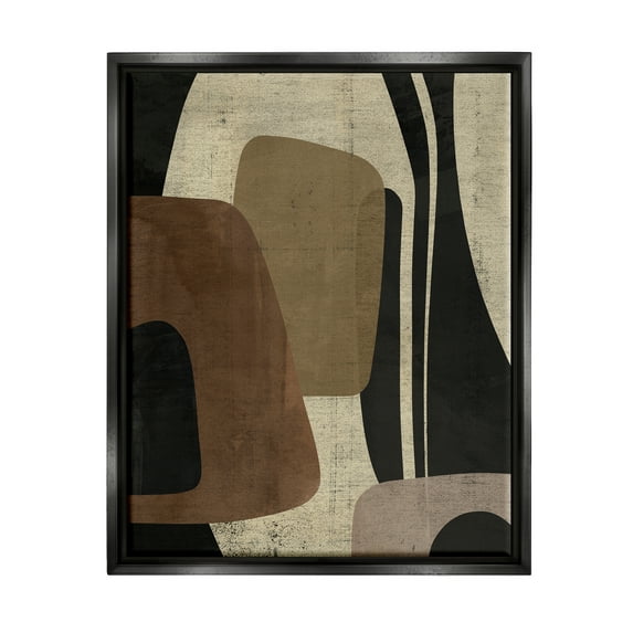 Stupell Industries Brown Retro Abstraction Abstract Painting Black Floater Framed Canvas Art Print Wall Art, 17 x 21
