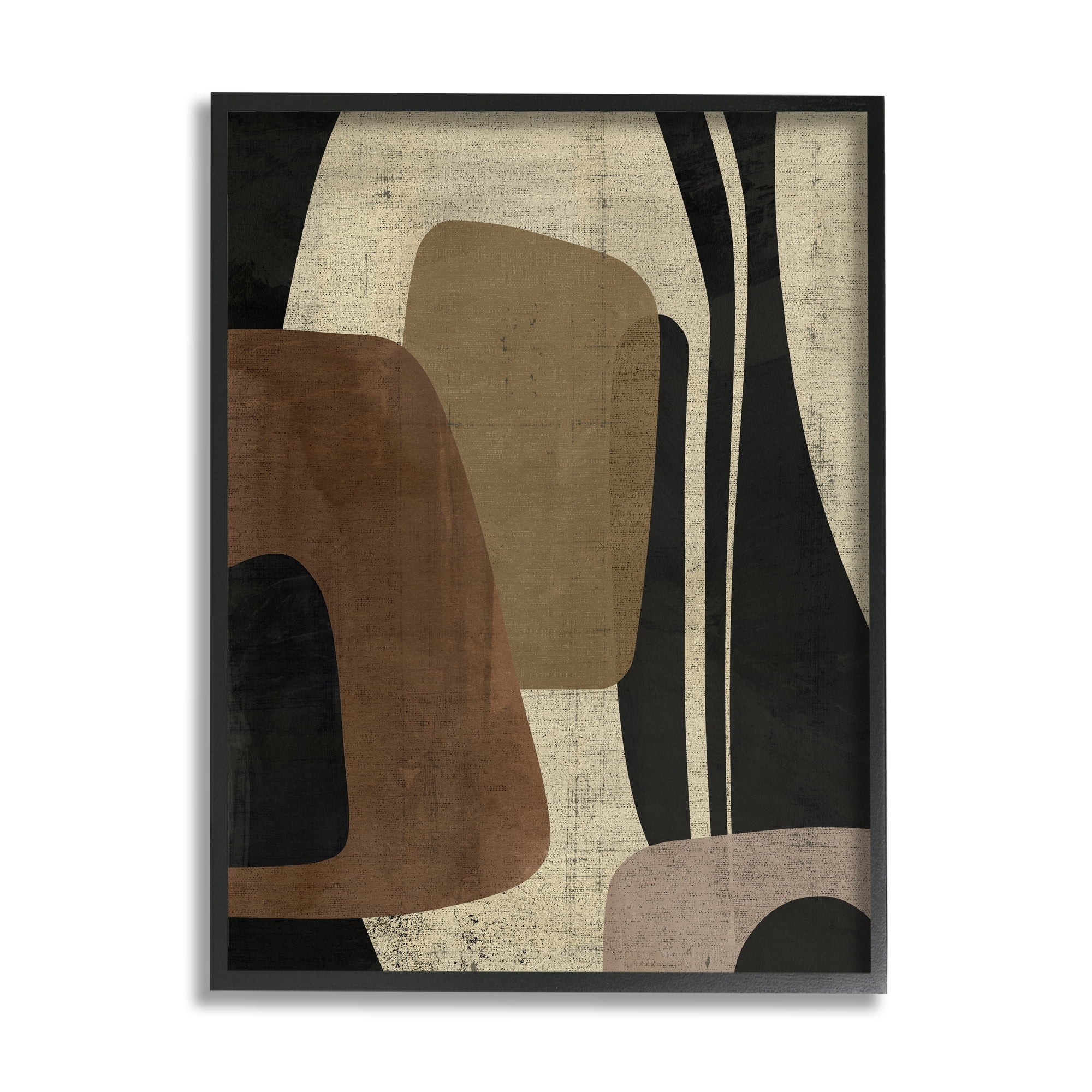 Stupell Industries Brown Retro Abstraction Abstract Painting Black Framed Art Print Wall Art, 24 x 30