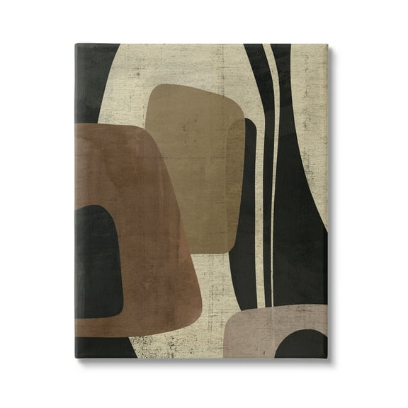 Stupell Industries Brown Retro Abstraction Abstract Painting Gallery Wrapped Canvas Art Print Wall Art, 16 x 20
