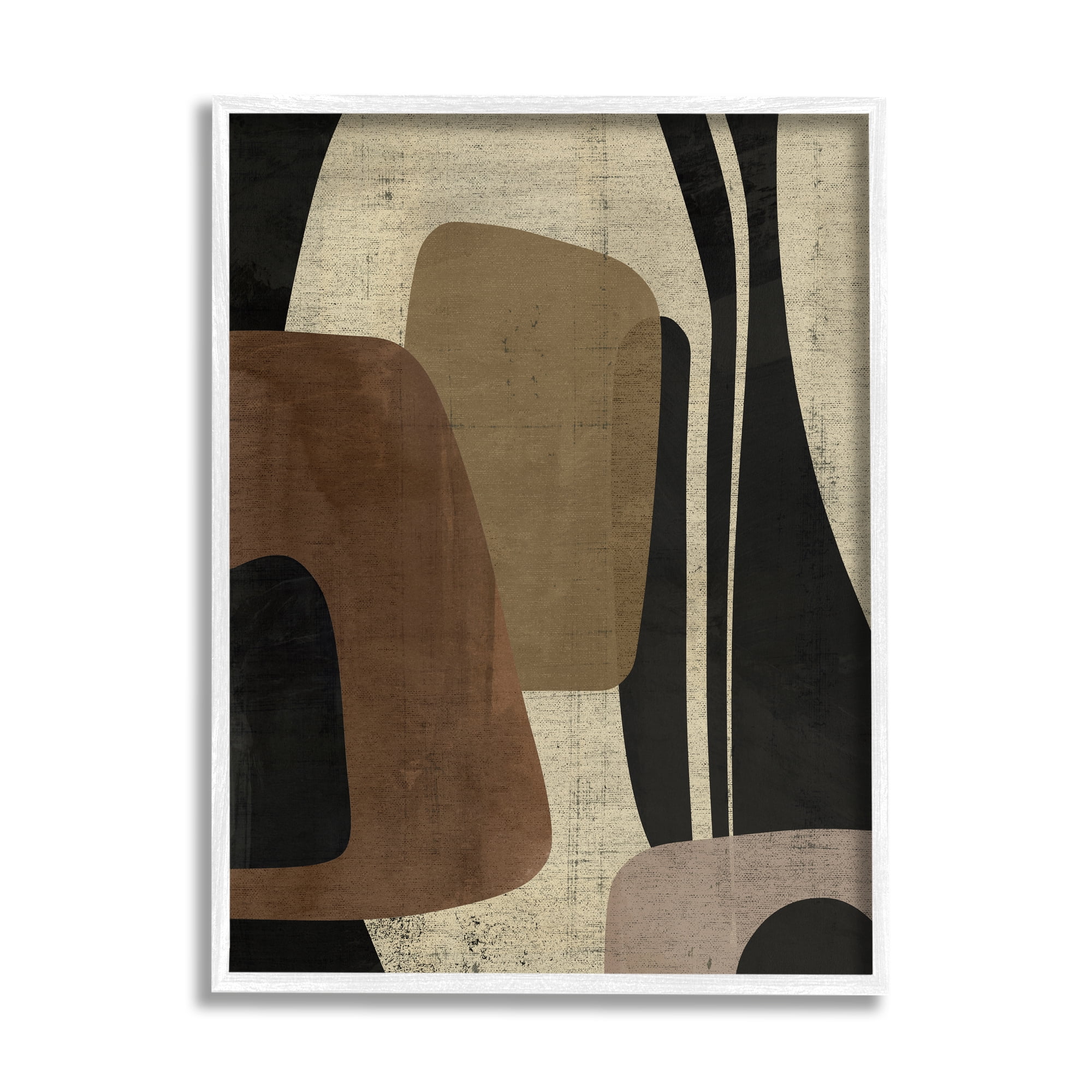 Stupell Industries Brown Retro Abstraction Abstract Painting White Framed Art Print Wall Art, 24 x 30