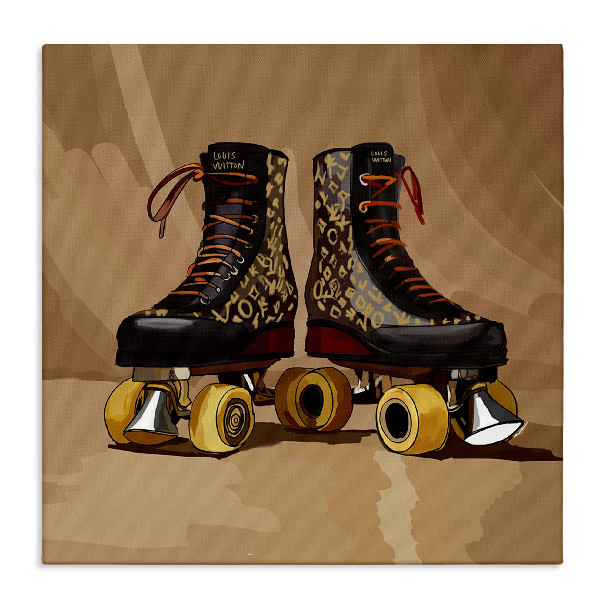 Stupell Industries Brown Roller Skates Sports Painting Gallery Wrapped Canvas Art Print Wall Art, 36 x 36
